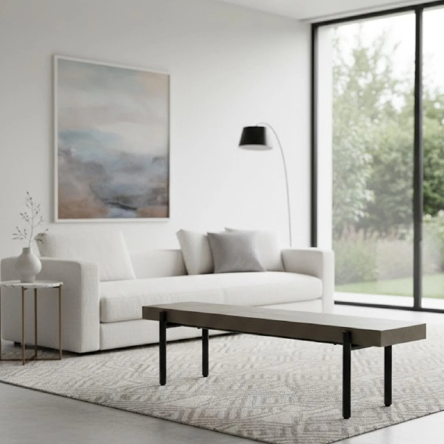 Luxury Concrete Finished Bench European Style for Villa