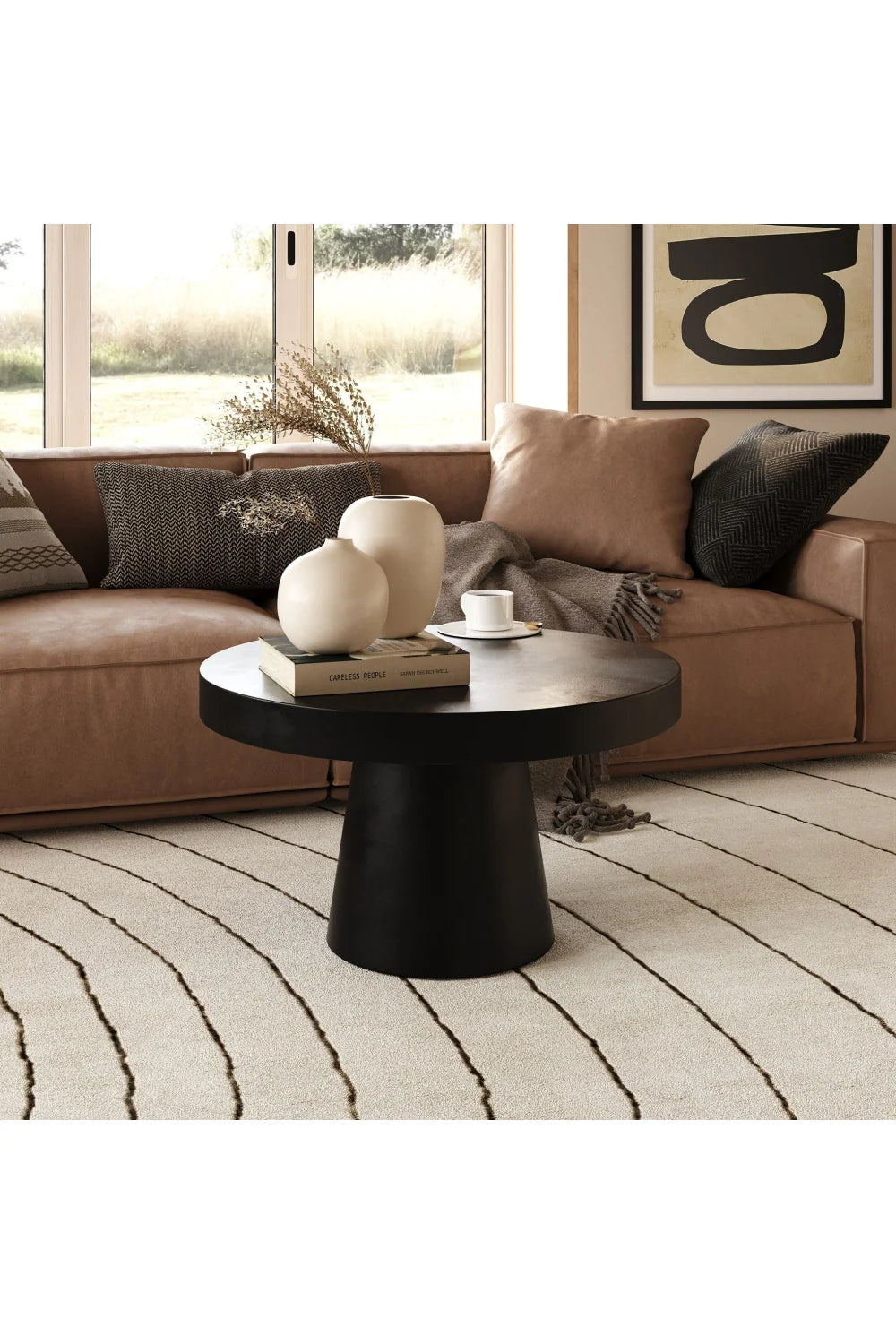 Luxury Concrete Pedestal Coffee Table Modern Italian Style for Villa