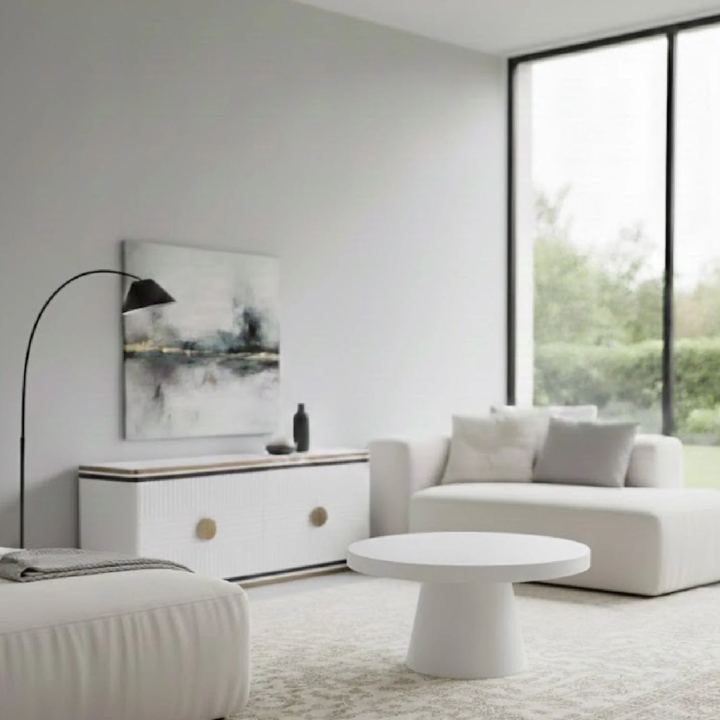 Luxury Concrete Pedestal Coffee Table Modern Italian Style for Villa