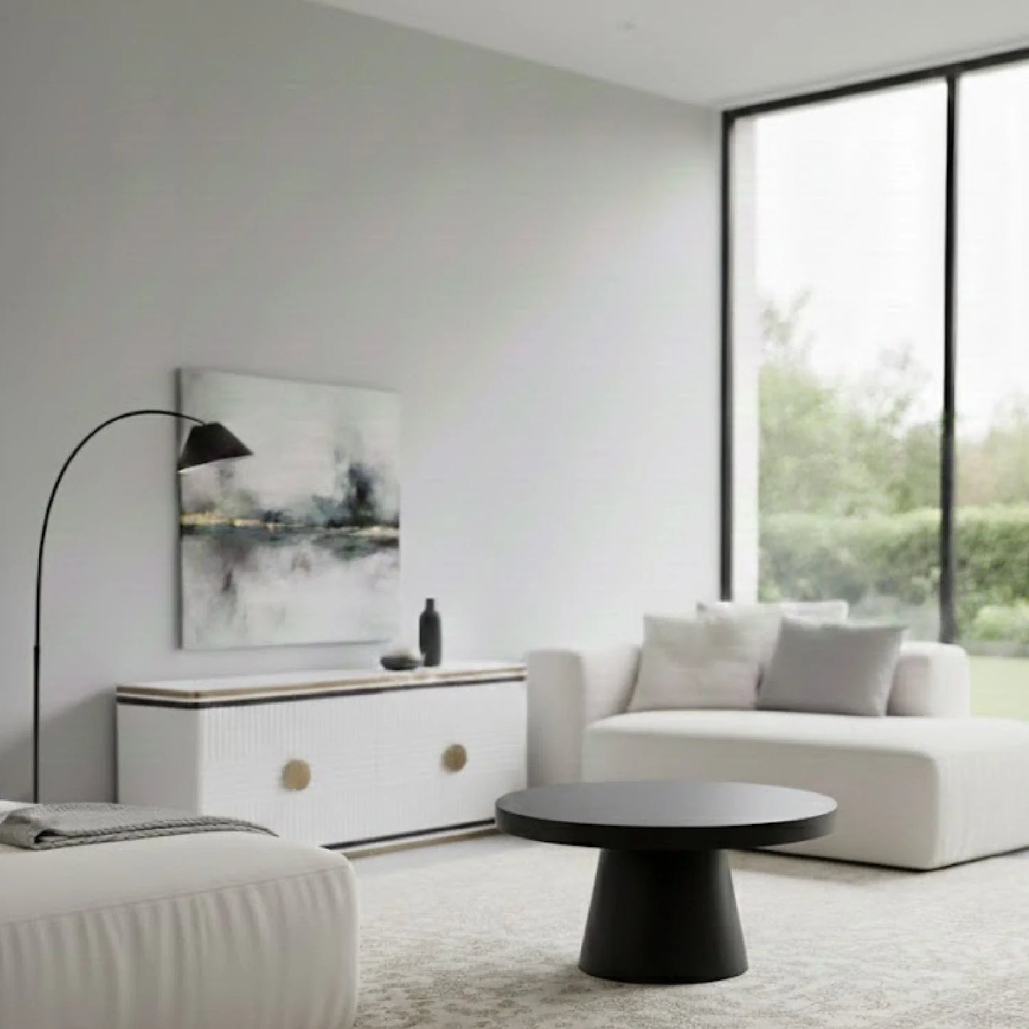 Luxury Concrete Pedestal Coffee Table Modern Italian Style for Villa