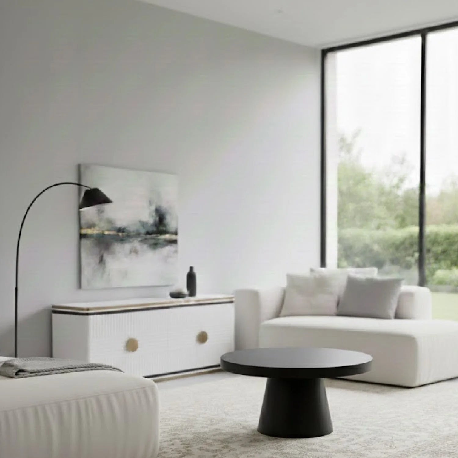 Luxury Concrete Pedestal Coffee Table Modern Italian Style for Villa