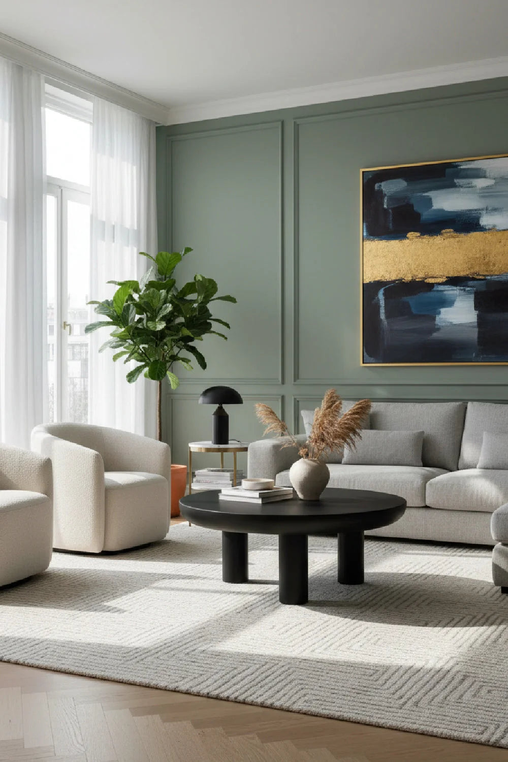 Luxury Concrete Round Coffee Table Modern Italian Style for Villa