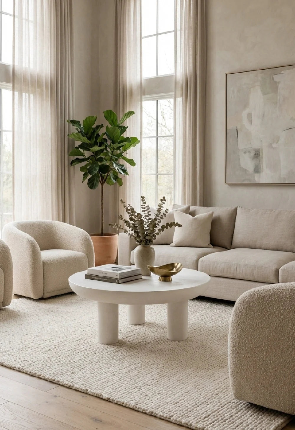Luxury Concrete Round Coffee Table Modern Italian Style for Villa