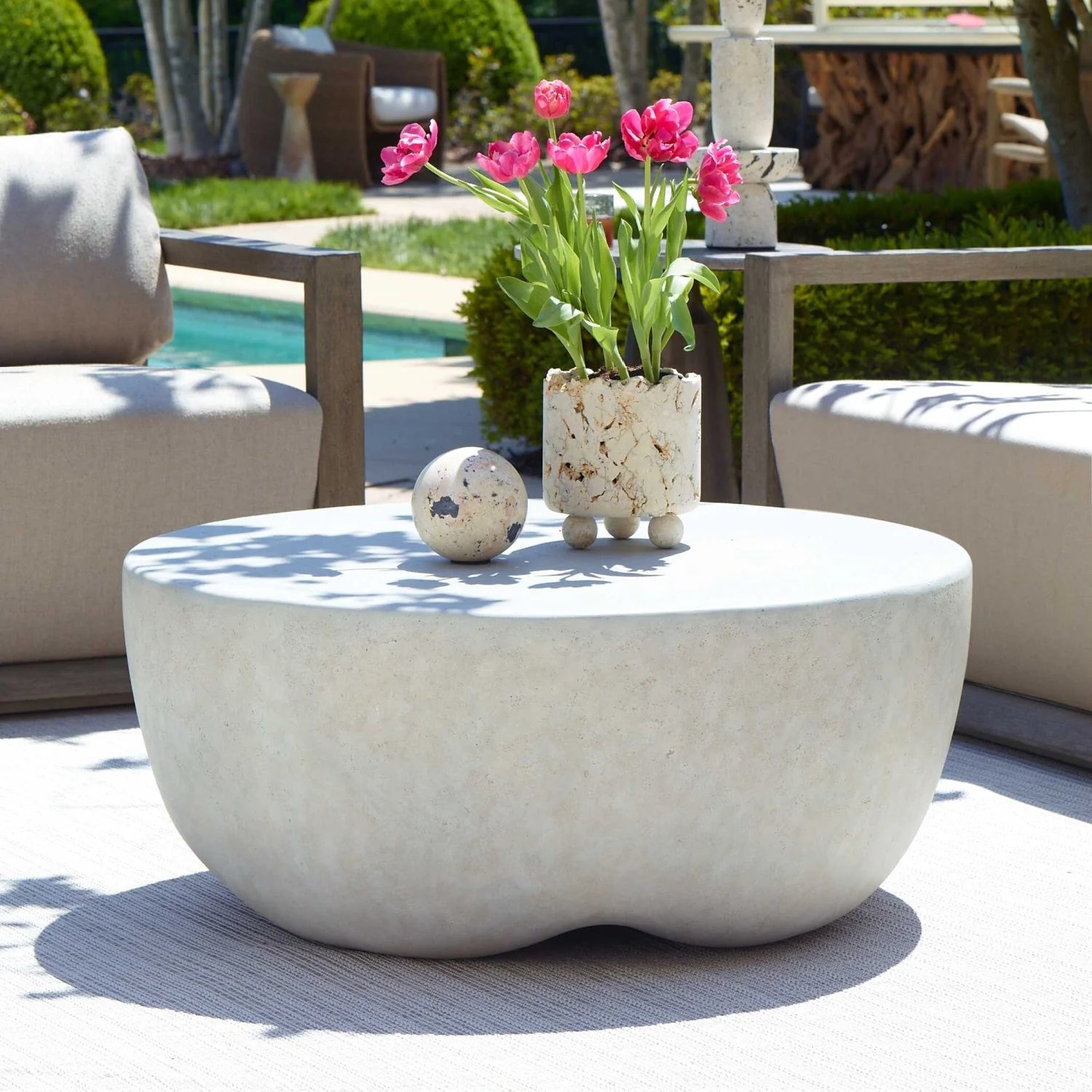 Luxury Concrete Round Coffee Table Modern Italian Style for Villa