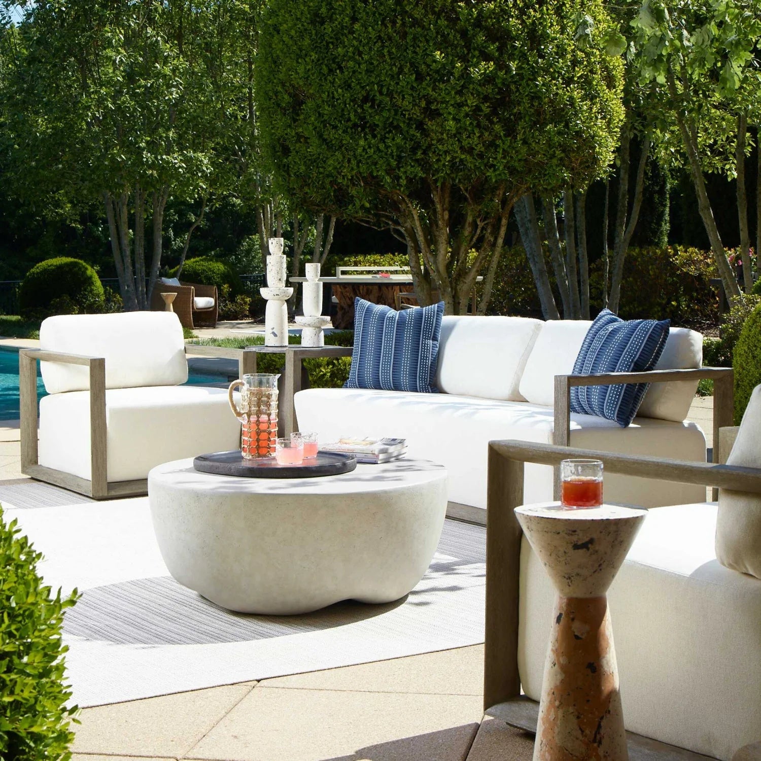 Luxury Concrete Round Coffee Table Modern Italian Style for Villa