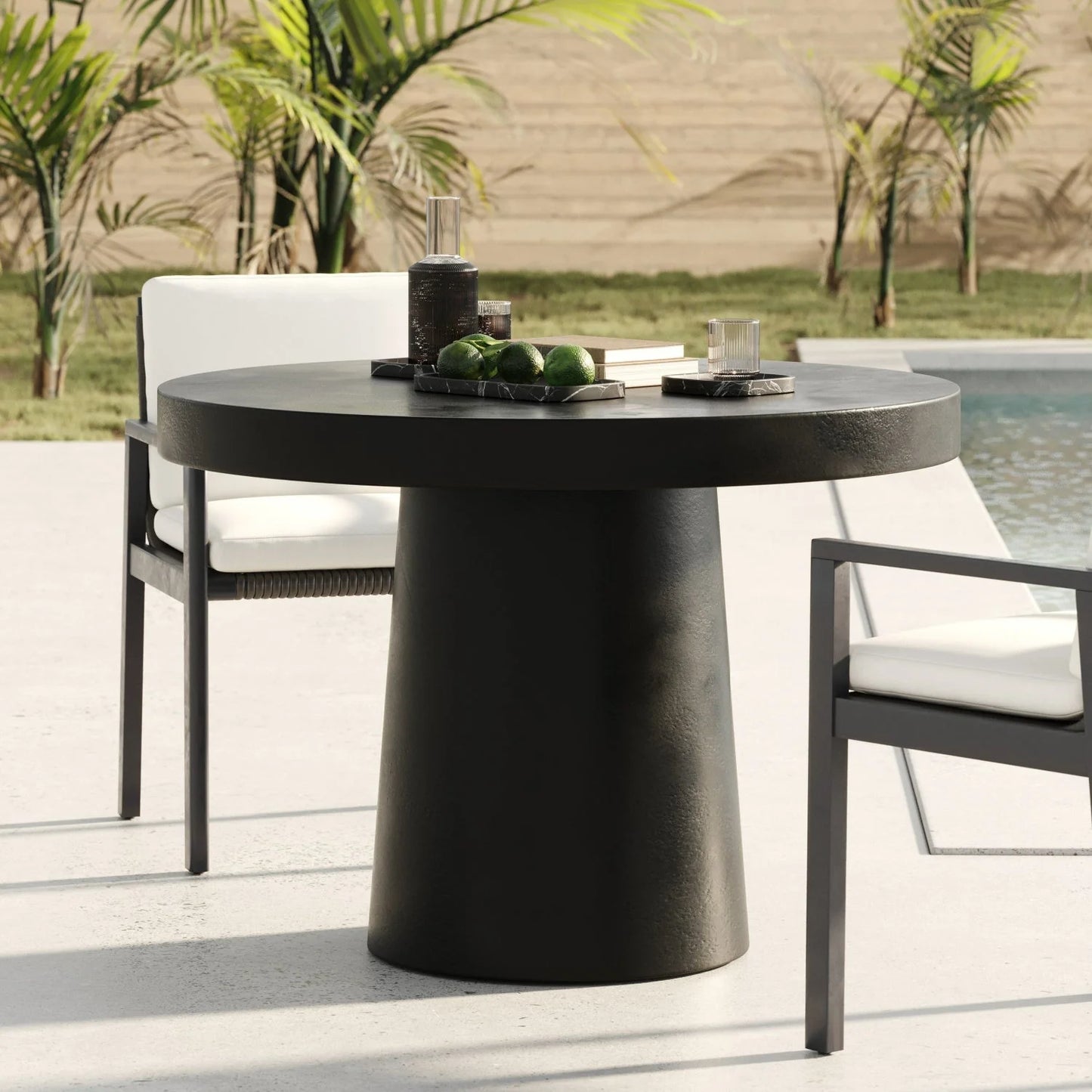 Luxury Concrete Round Dining Table Modern Italian Style for Villa