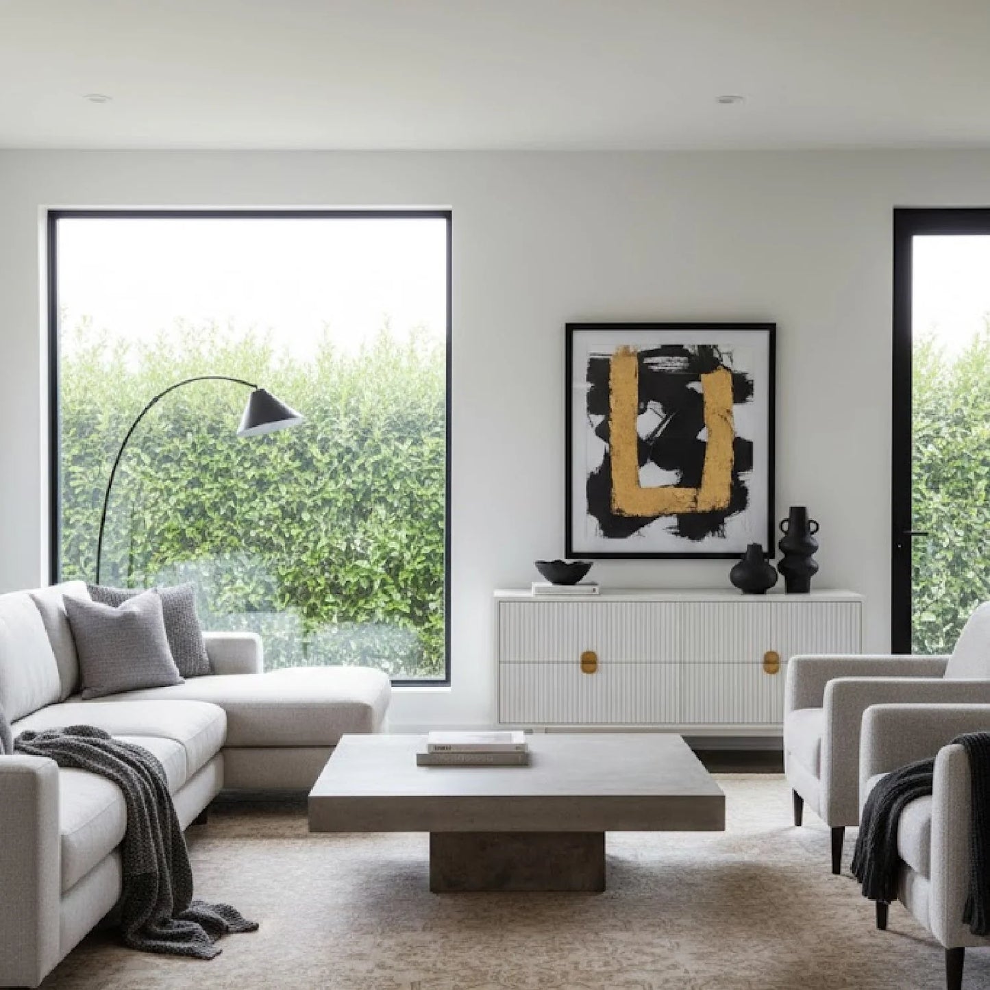 Luxury Concrete Square Coffee Table Modern Italian Style for Villa