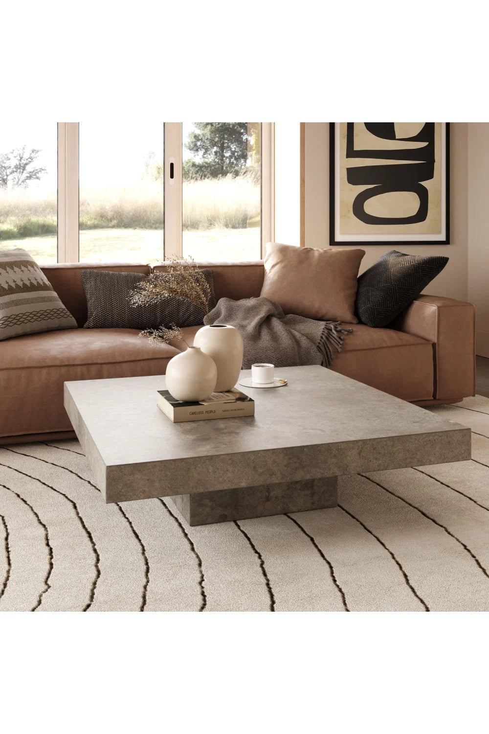 Luxury Concrete Square Coffee Table Modern Italian Style for Villa