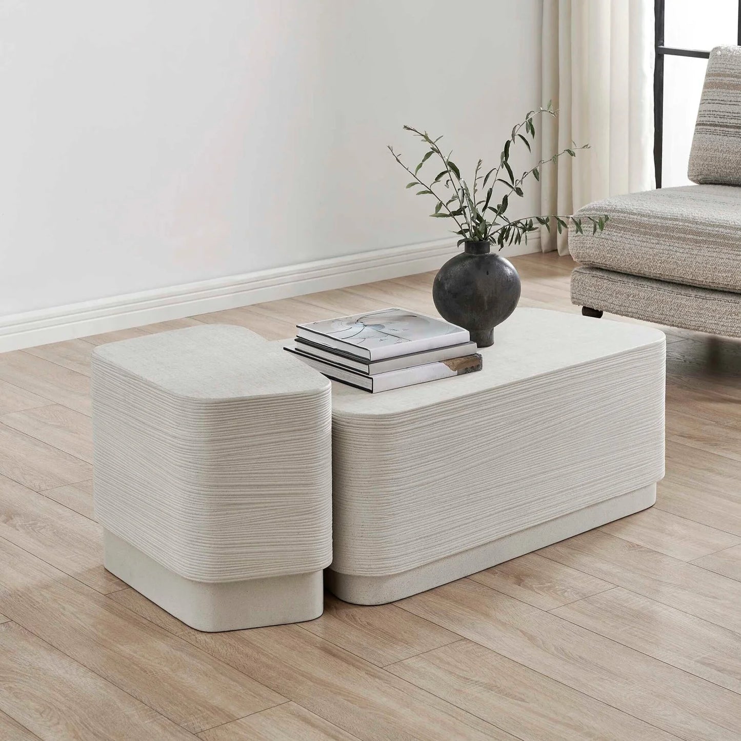 Luxury Concrete Wavy Coffee Table Modern Italian Style for Villa