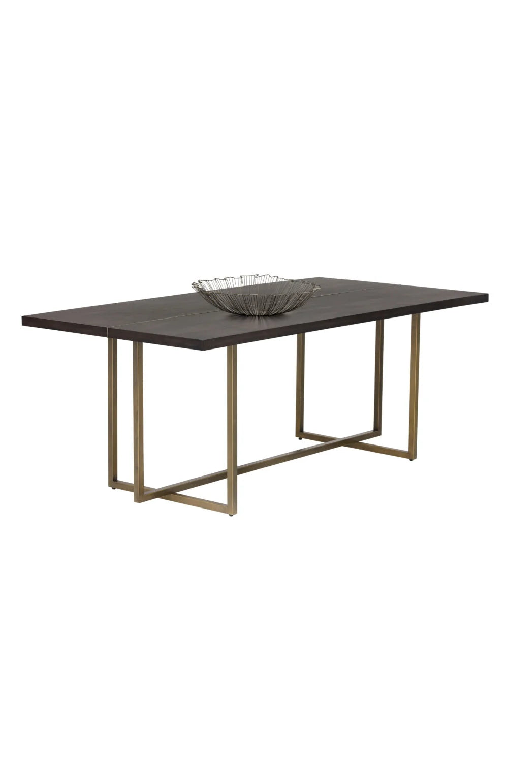Luxury Contemporary Wood Brass Dining Table Modern Italian Style for Villa