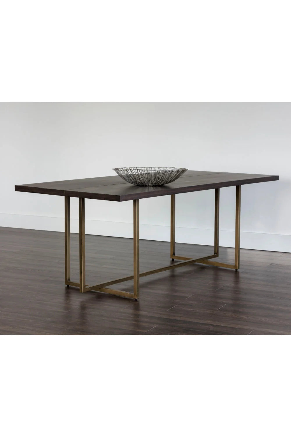 Luxury Contemporary Wood Brass Dining Table Modern Italian Style for Villa
