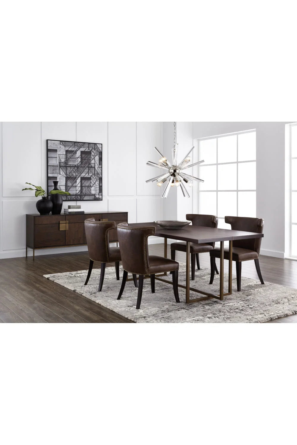 Luxury Contemporary Wood Brass Dining Table Modern Italian Style for Villa