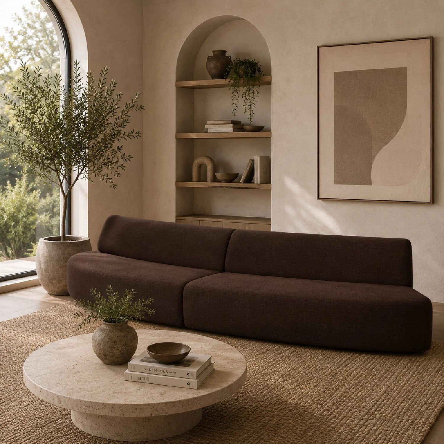 Luxury Convex 2-Piece Modular Sofa Modern Italian Style for Villa
