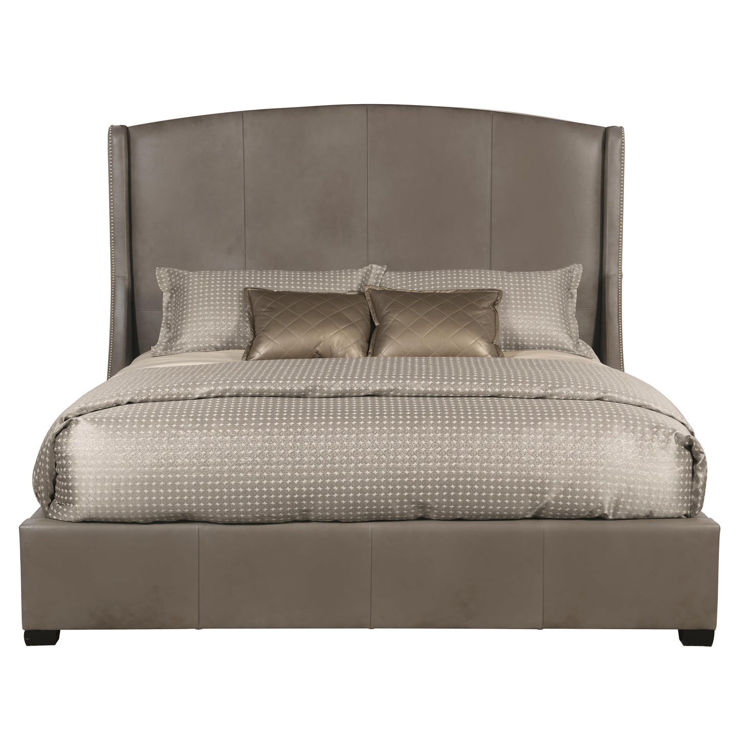 Luxury Cooper Leather Panel Bed Modern Italian Style for Villa
