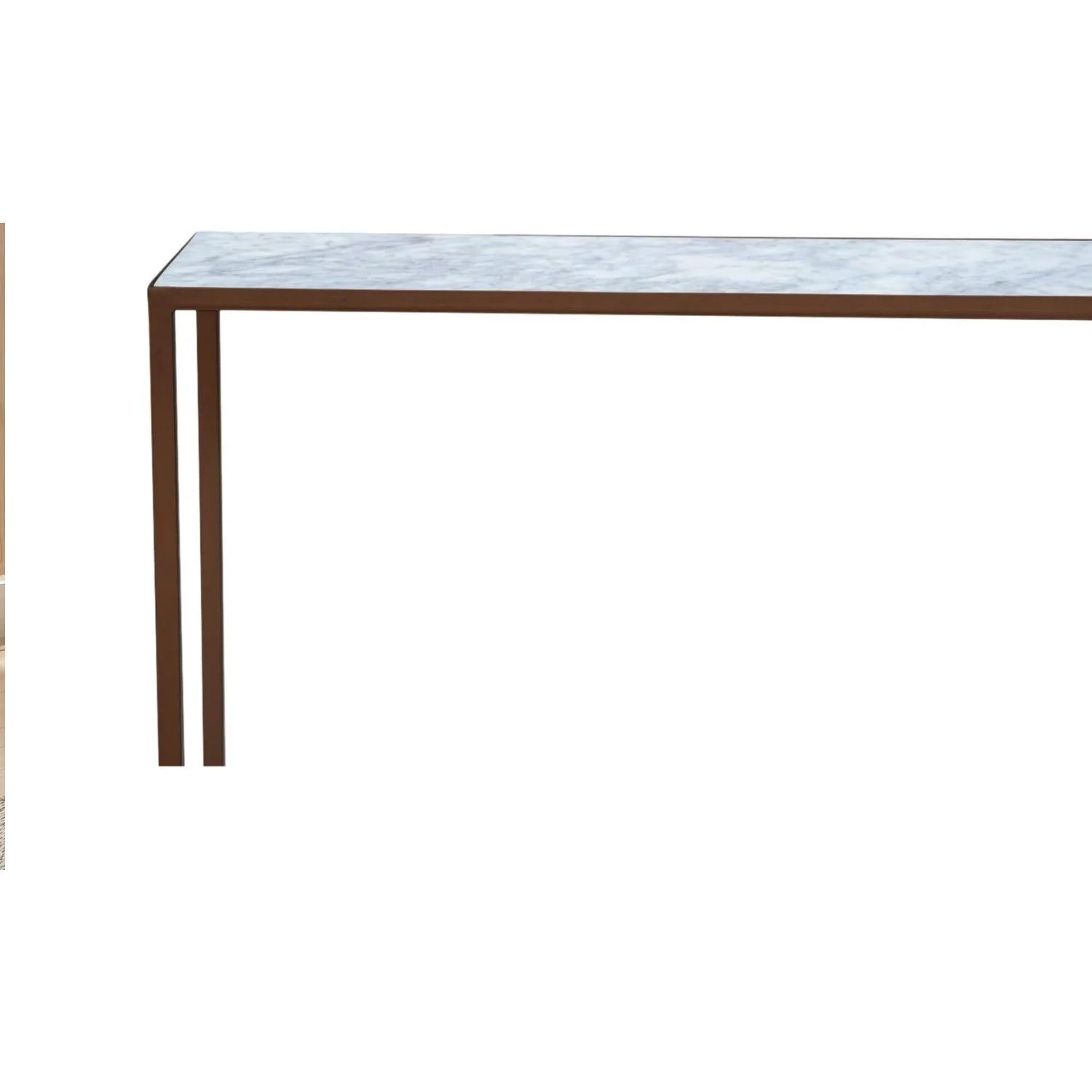Luxury Copper Framed Marble Console Table Modern Italian Style for Villa