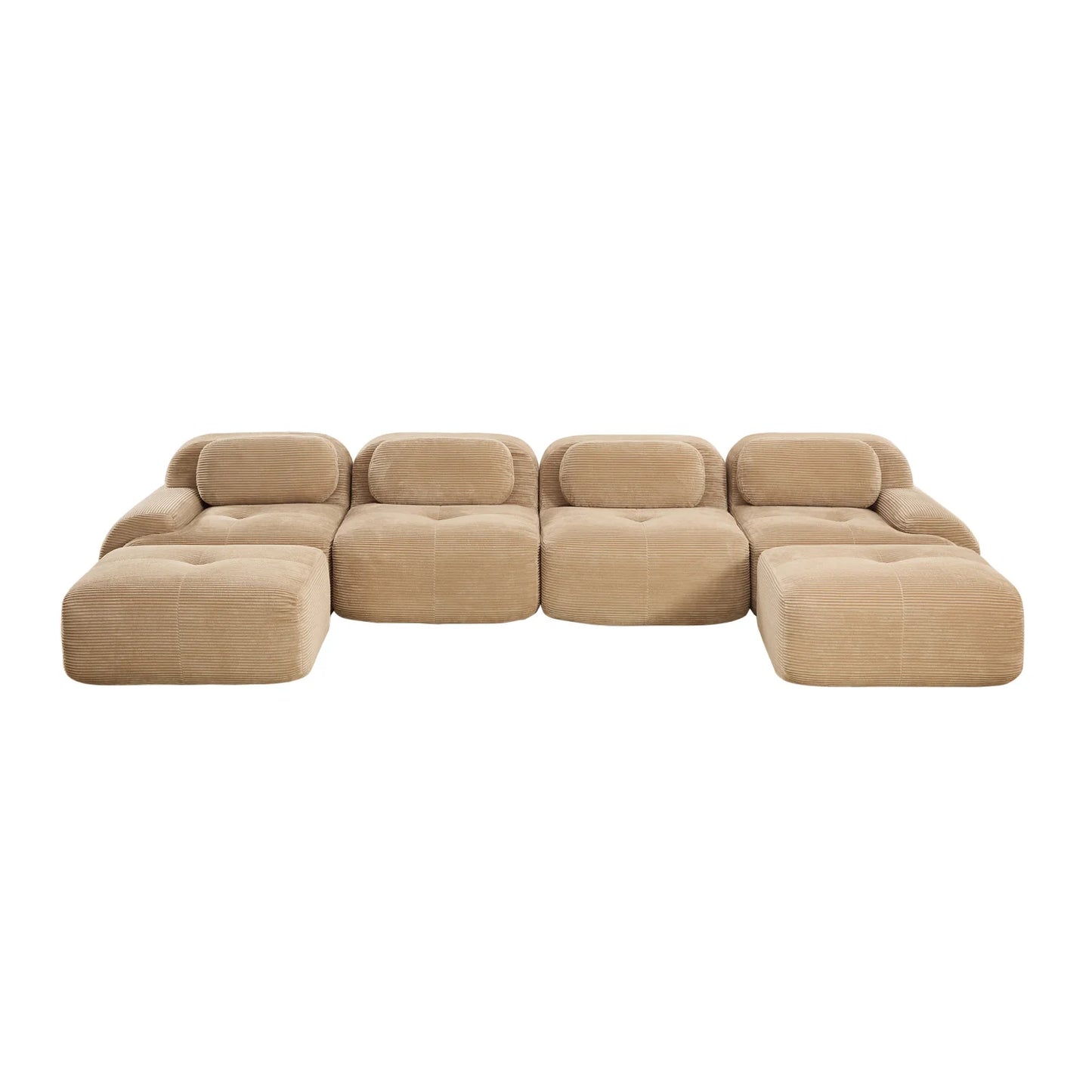 Luxury Corduroy Modular U-Shaped Sofa Modern Italian Style for Villa