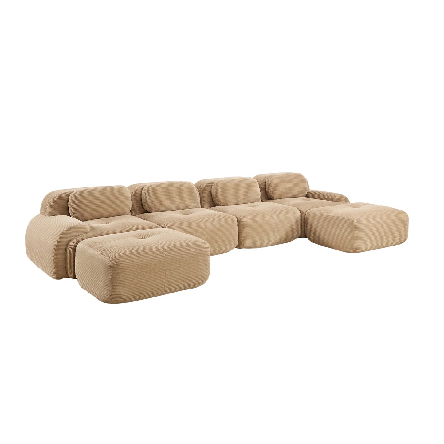 Luxury Corduroy Modular U-Shaped Sofa Modern Italian Style for Villa