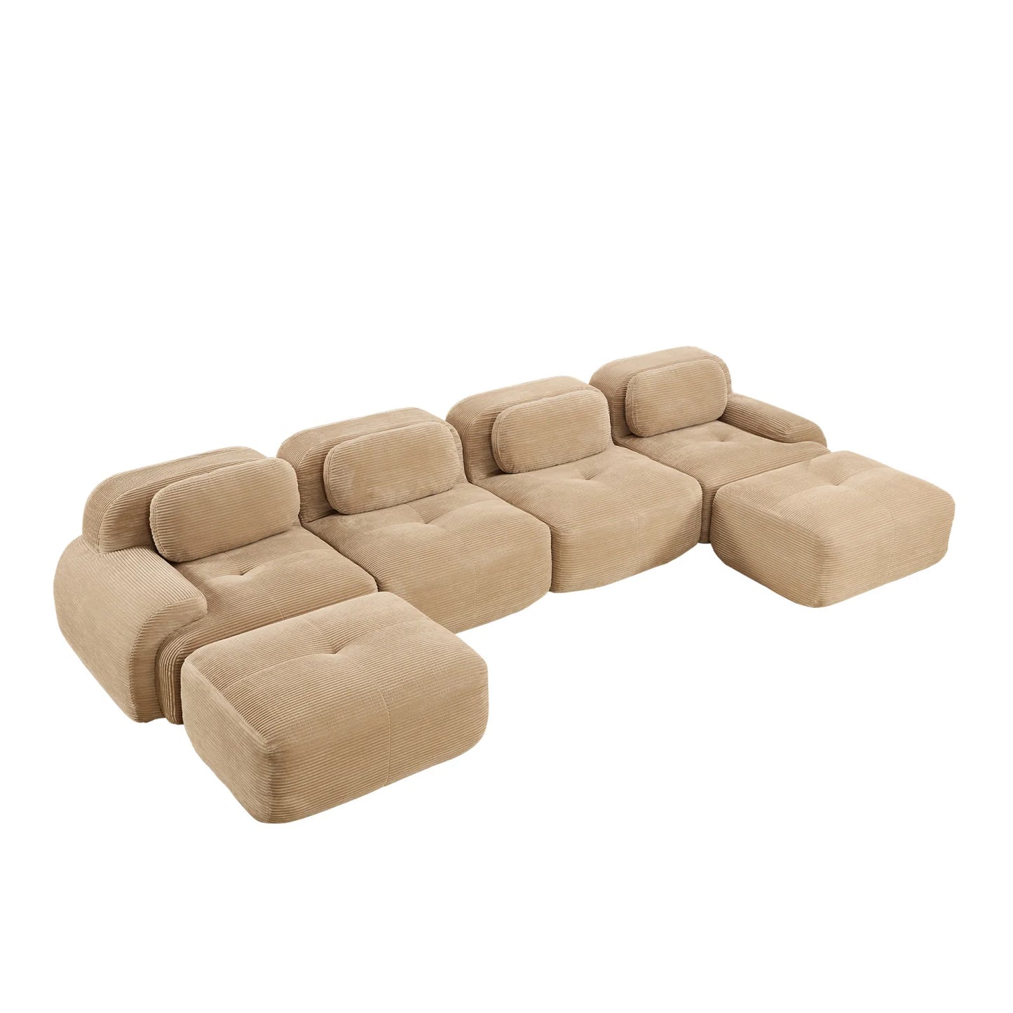 Luxury Corduroy Modular U-Shaped Sofa Modern Italian Style for Villa