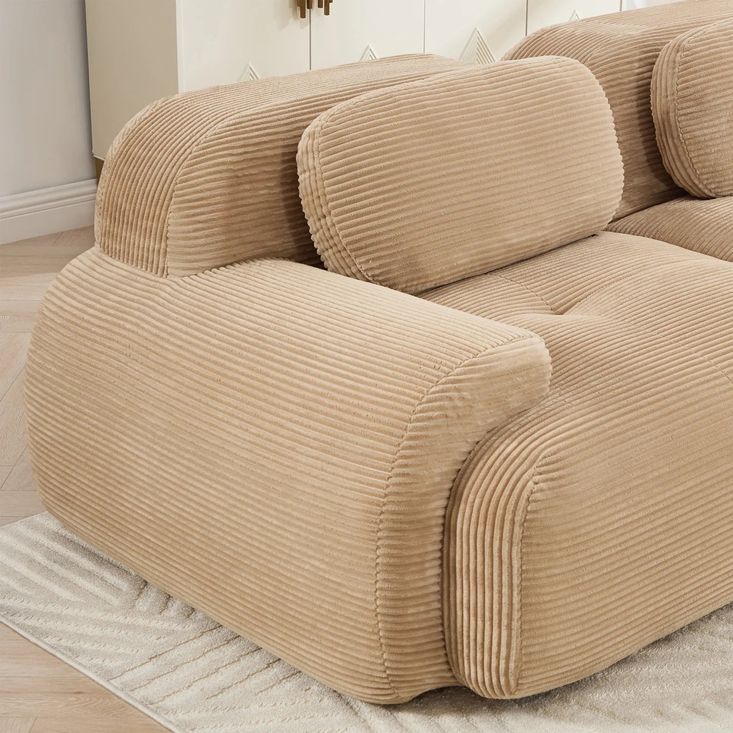 Luxury Corduroy Modular U-Shaped Sofa Modern Italian Style for Villa