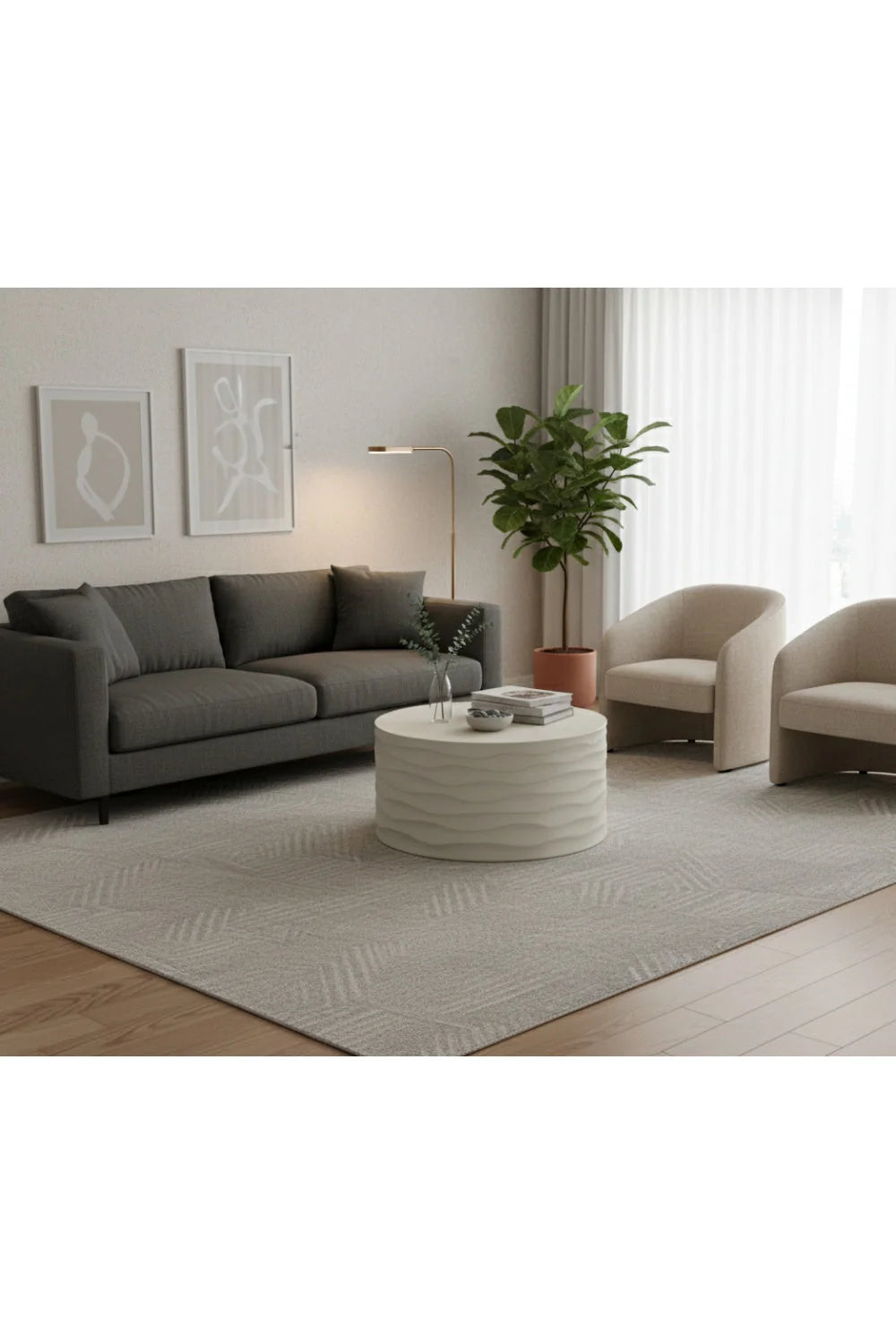 Luxury Corey Concrete Round Coffee Table Modern Italian Style for Villa