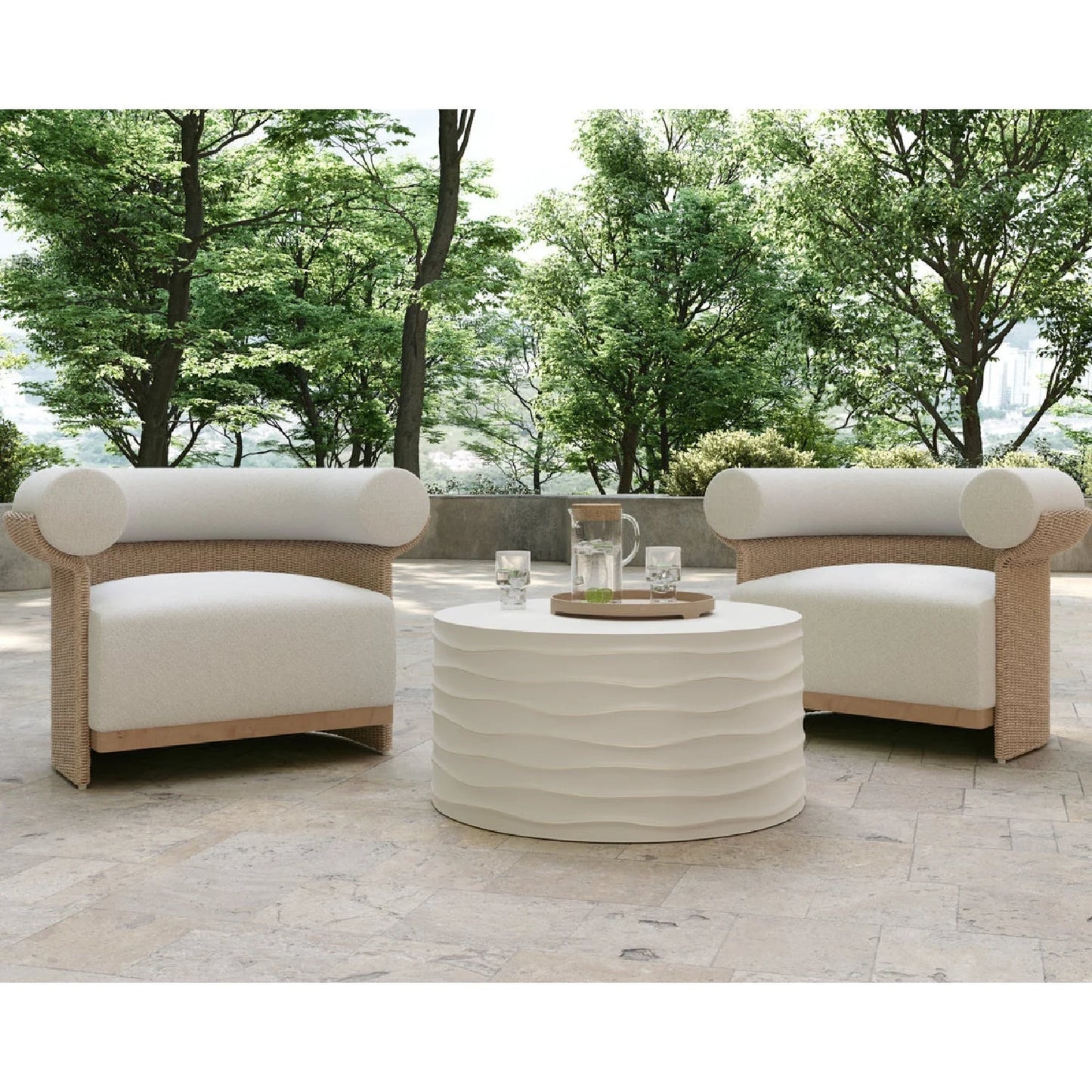 Luxury Corey Concrete Round Coffee Table Modern Italian Style for Villa