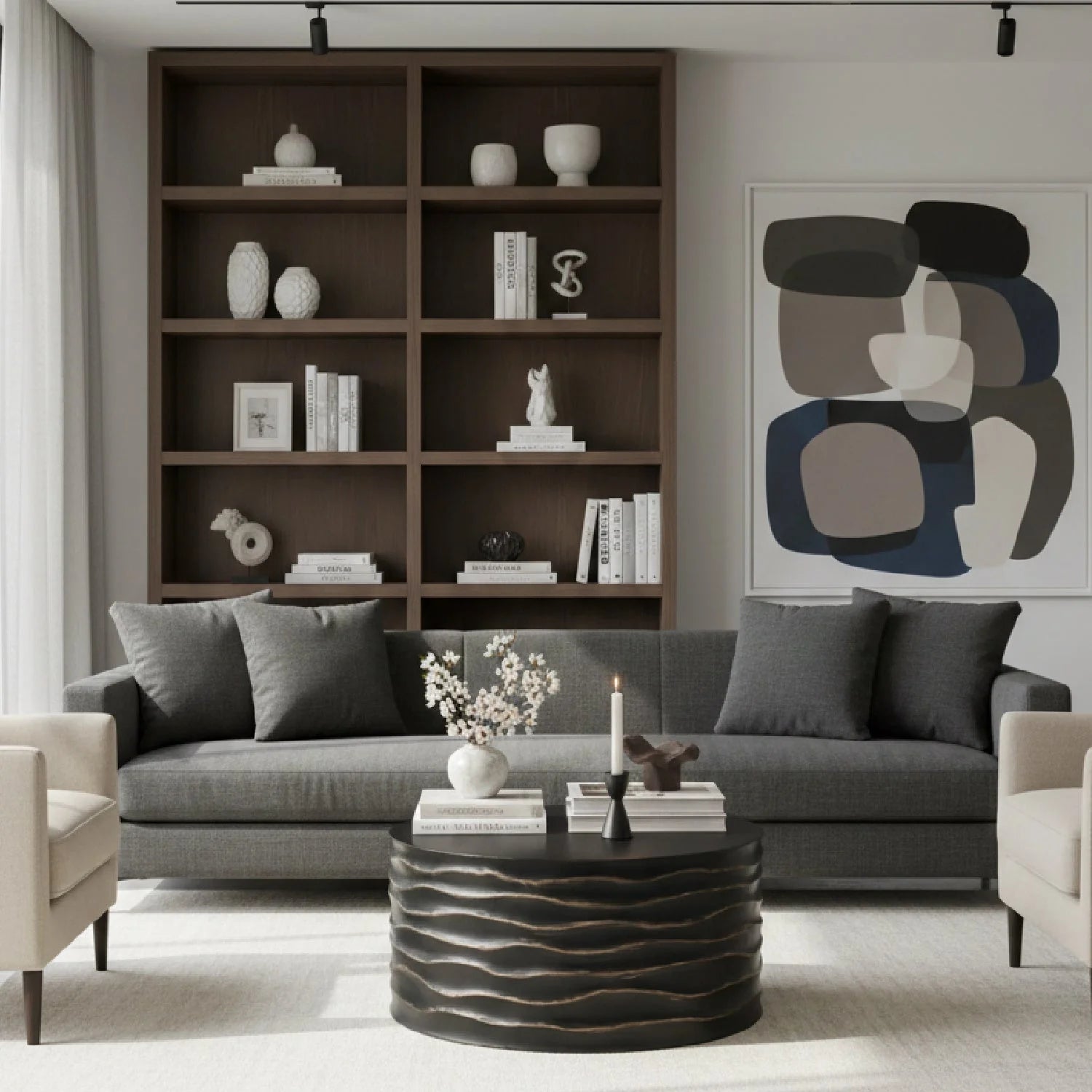 Luxury Corey Concrete Round Coffee Table Modern Italian Style for Villa