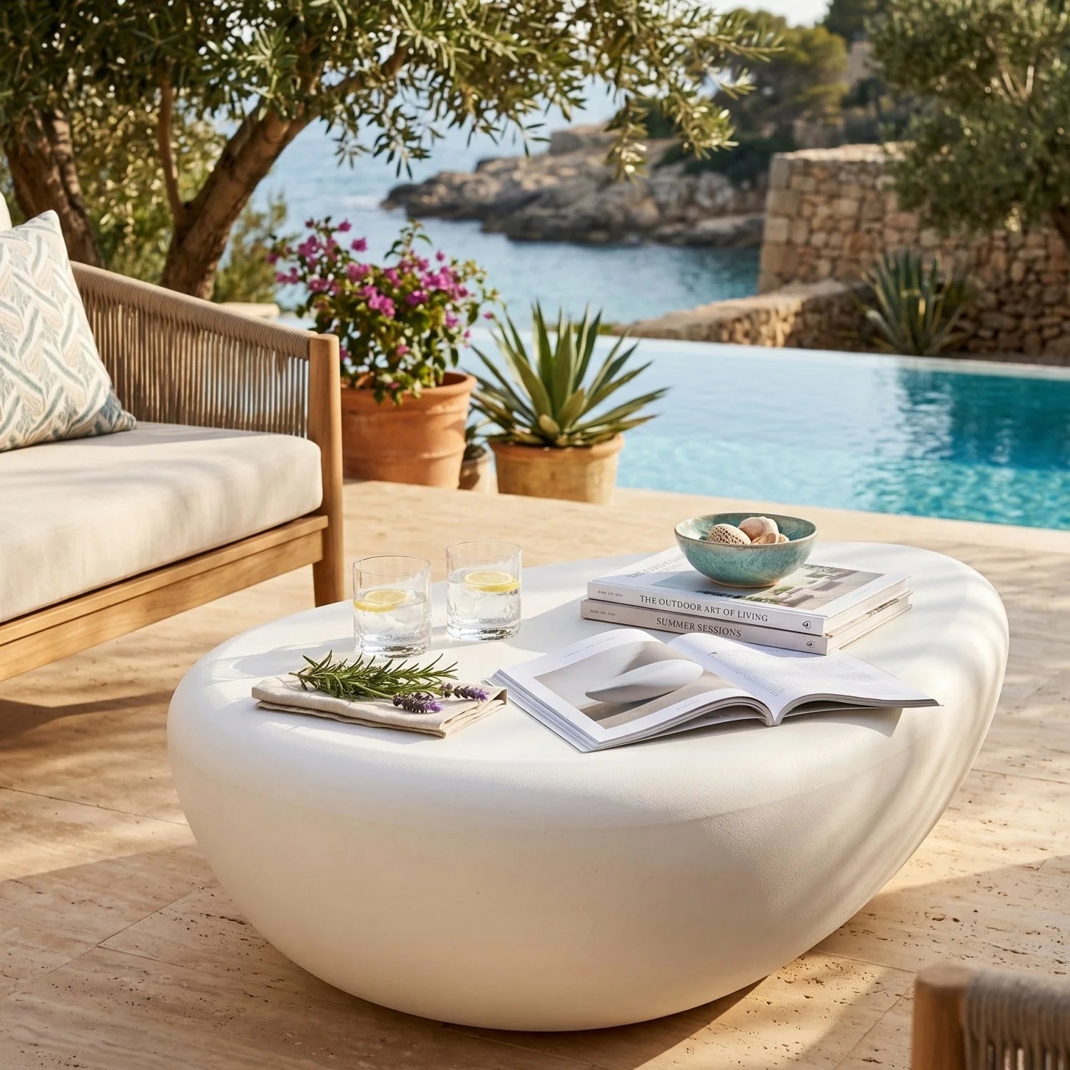 Luxury Corvo Concrete Coffee Table Modern Italian Style for Villa