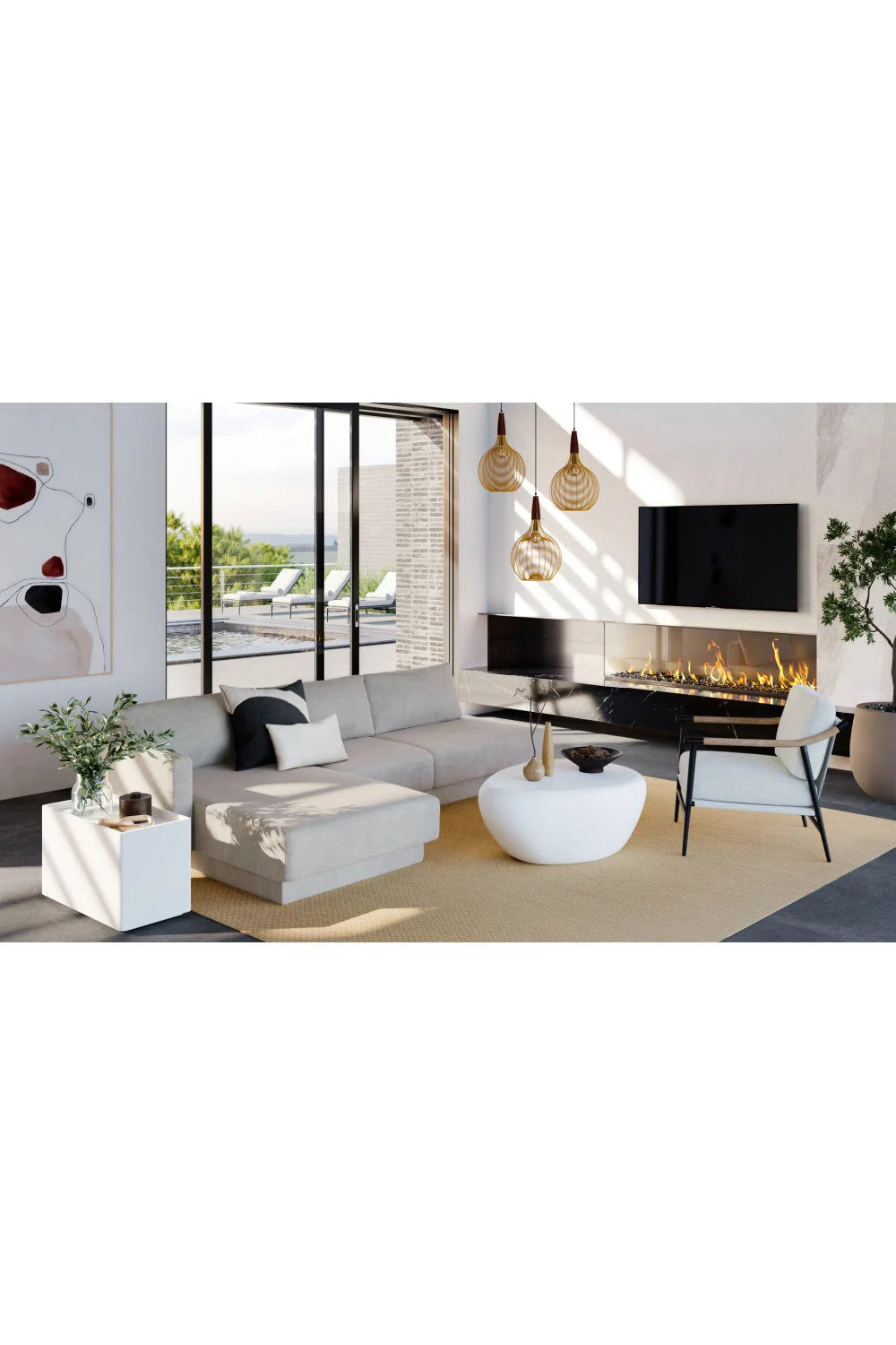 Luxury Corvo Concrete Coffee Table Modern Italian Style for Villa