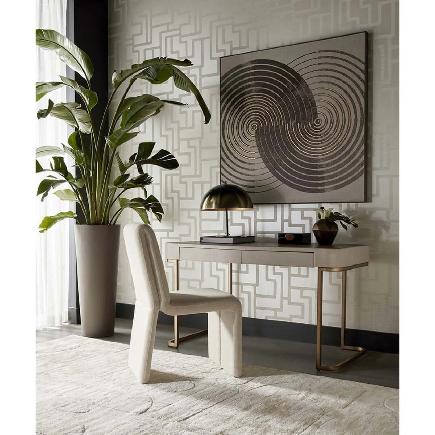 Luxury Cream 2-Drawer Modern Desk European Style for Villa