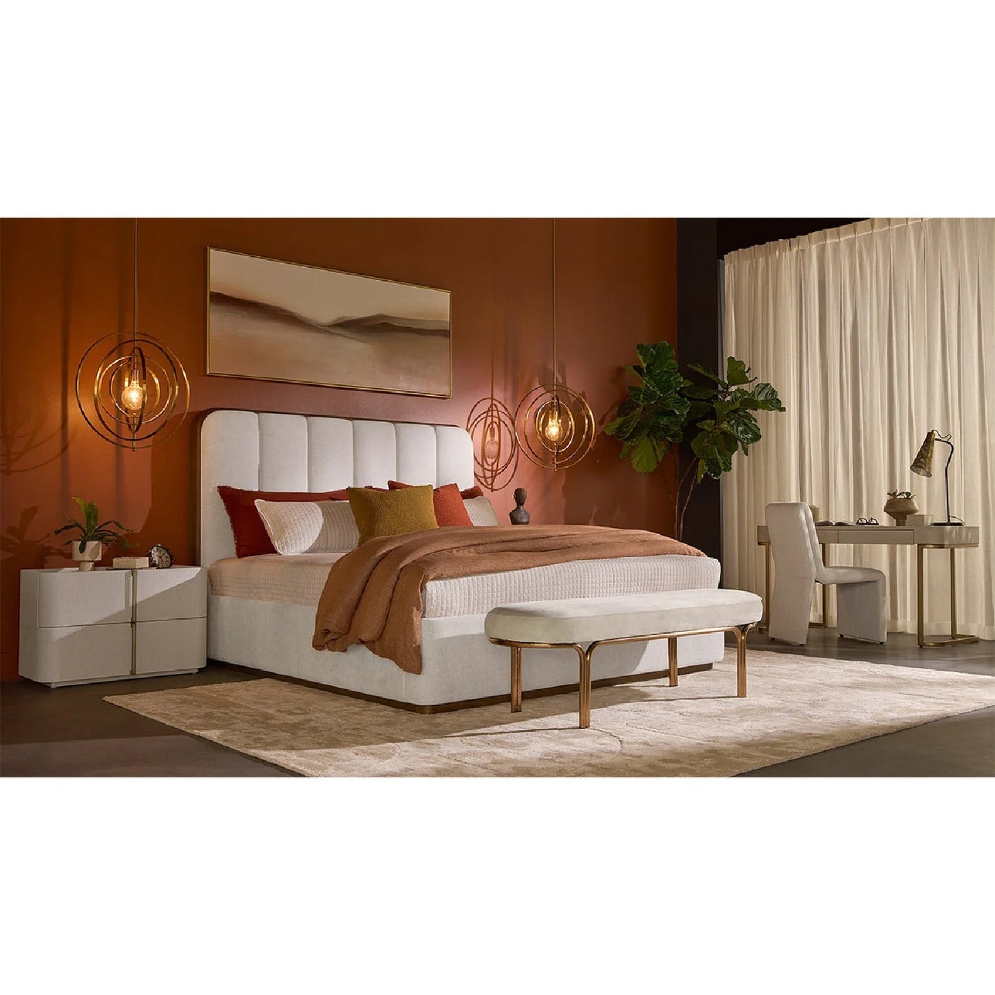 Luxury Cream 2-Drawer Modern Desk European Style for Villa