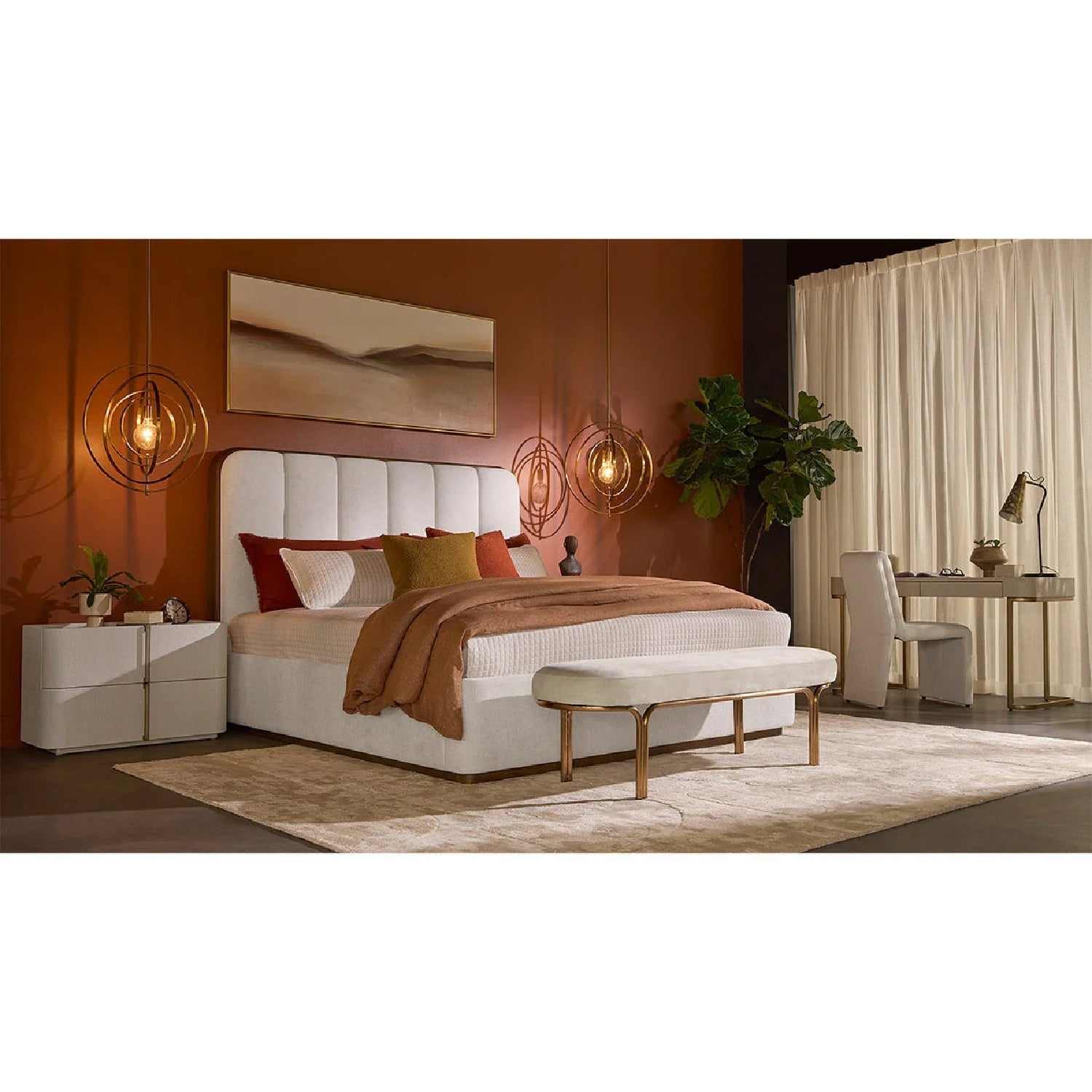 Luxury Cream 2-Drawer Modern Desk European Style for Villa