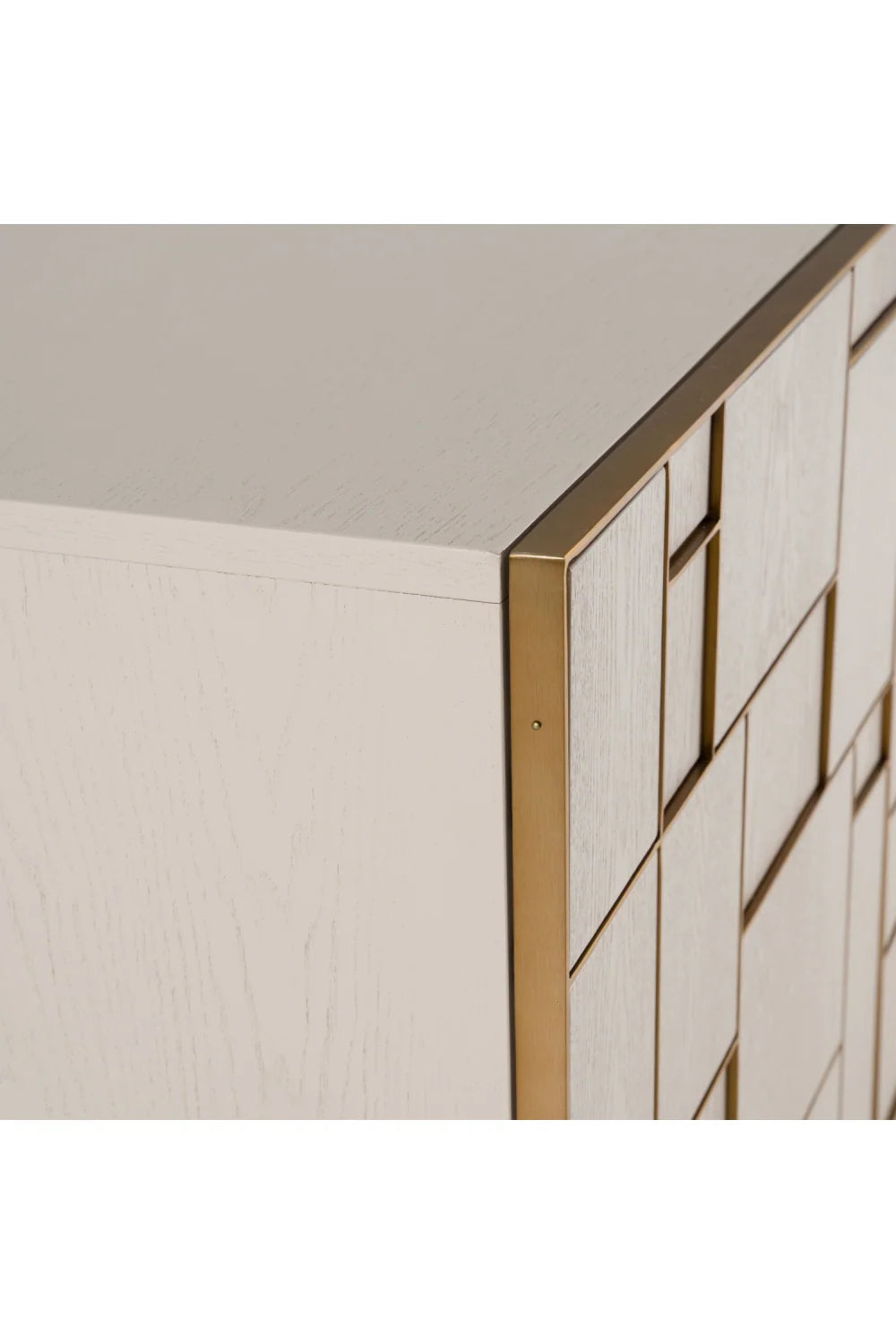 Luxury Cream Ash Wood Sideboard European Style for Villa