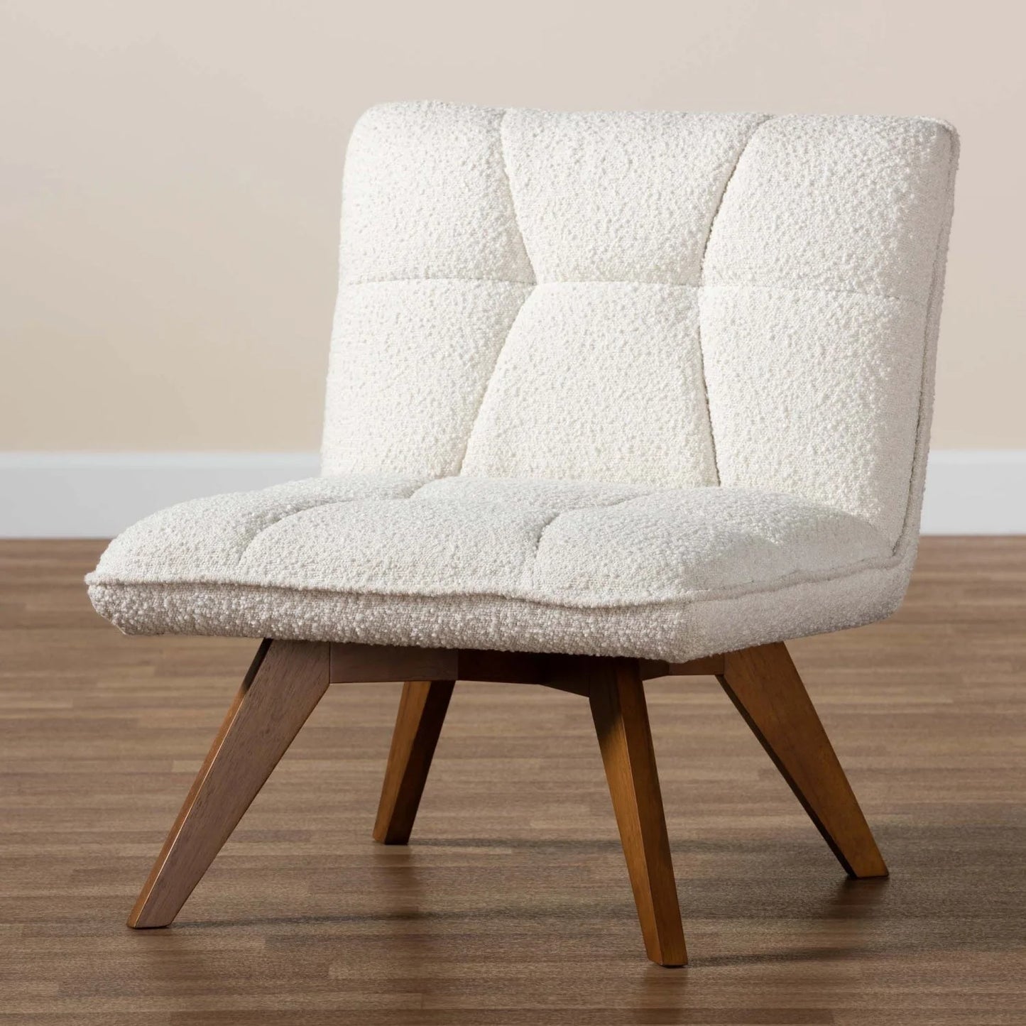 Luxury Cream Boucle Accent Lounge Chair Modern Italian Style for Villa