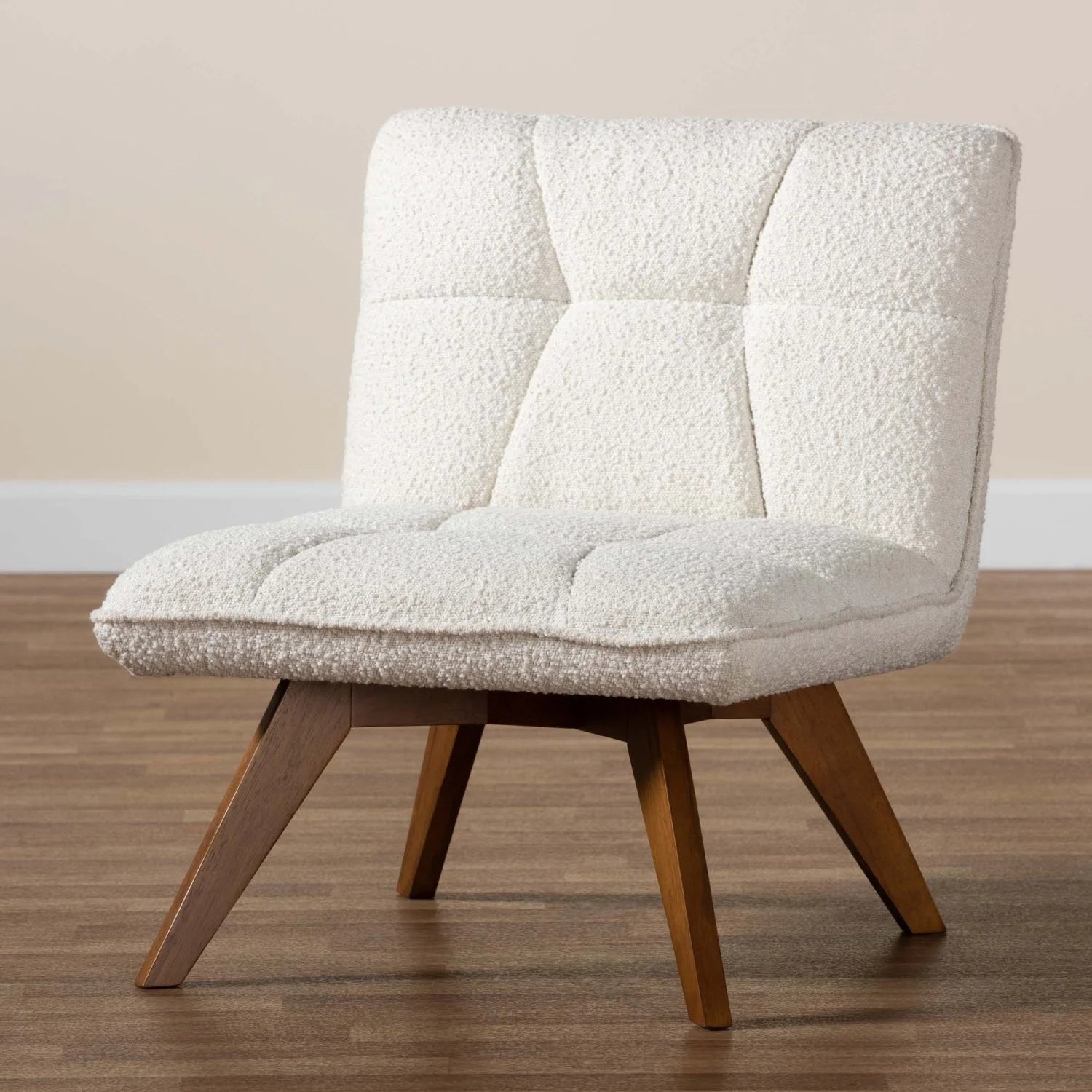 Luxury Cream Boucle Accent Lounge Chair Modern Italian Style for Villa