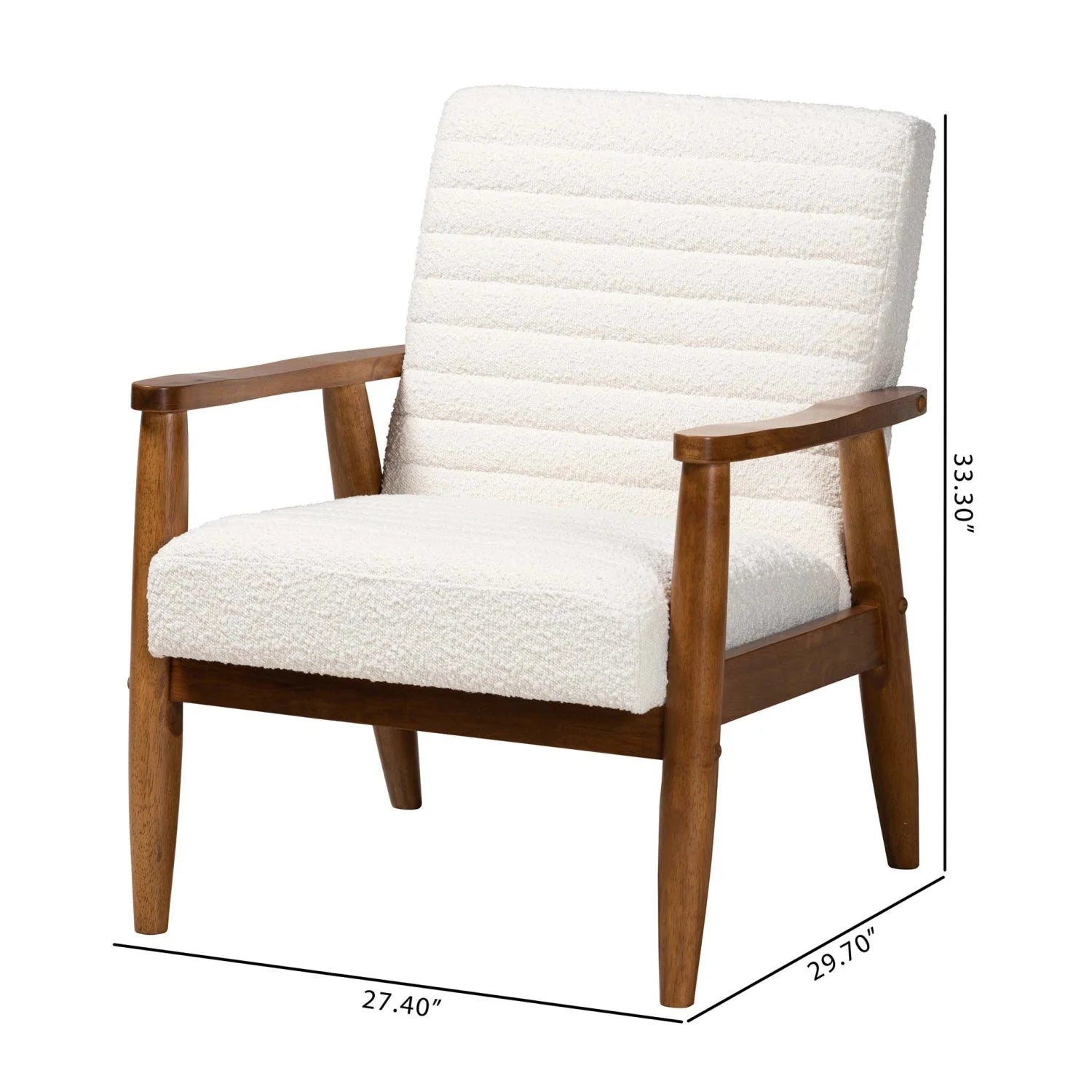 Luxury Cream Boucle Lounge Chair Modern Italian Style for Villa