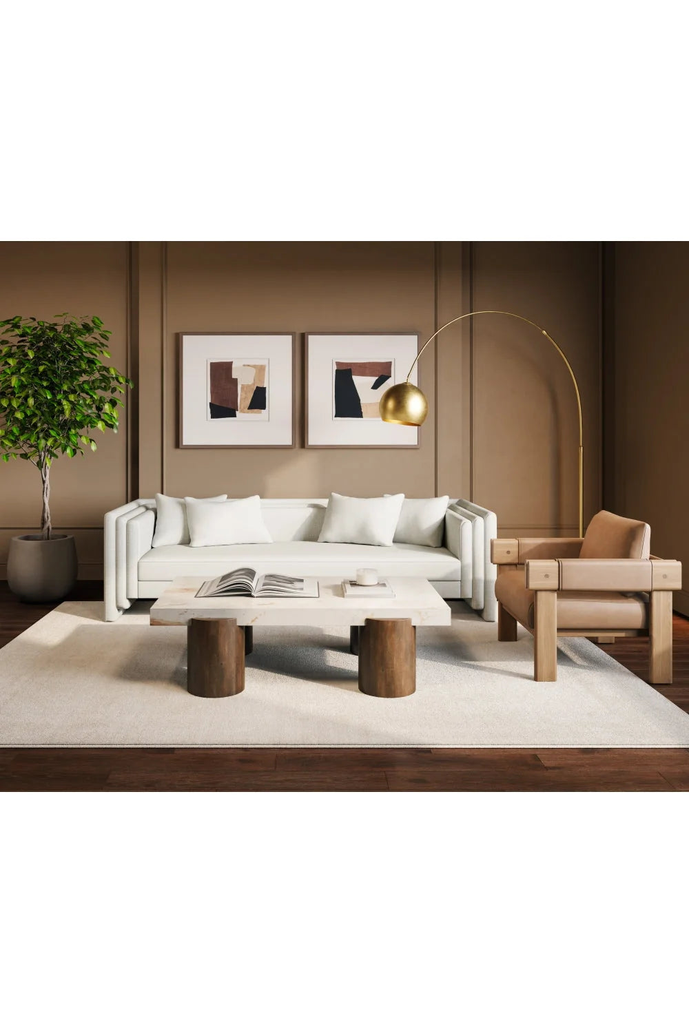 Luxury Cream Breccia Marble Rectangular Coffee Table Modern Italian Style for Villa