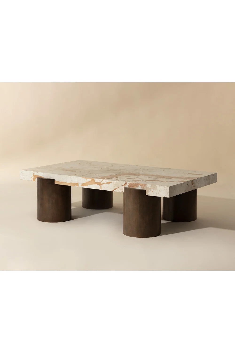 Luxury Cream Breccia Marble Rectangular Coffee Table Modern Italian Style for Villa