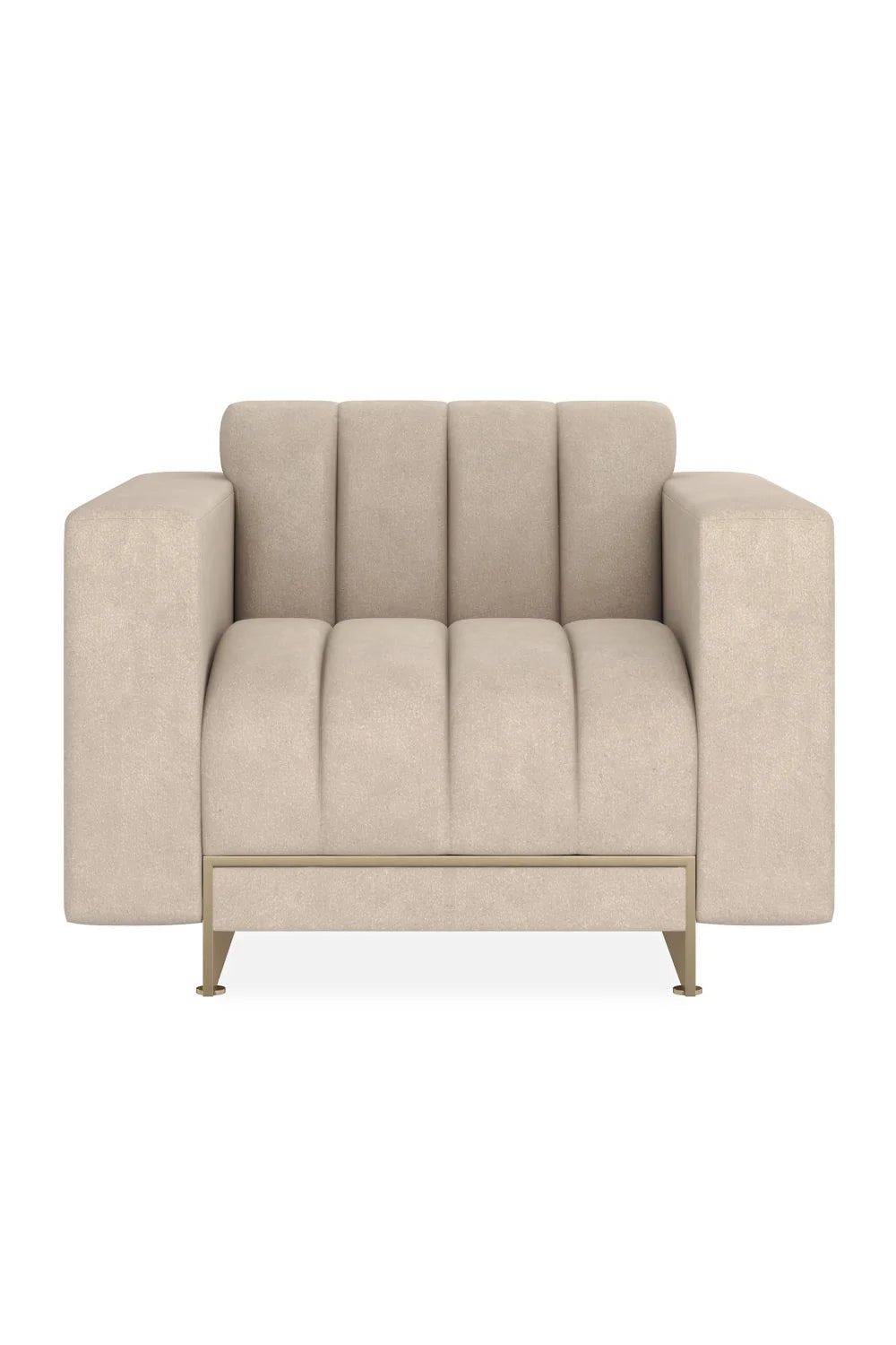 Luxury Cream Channeled Lounge Chair Modern Italian Style for Villa