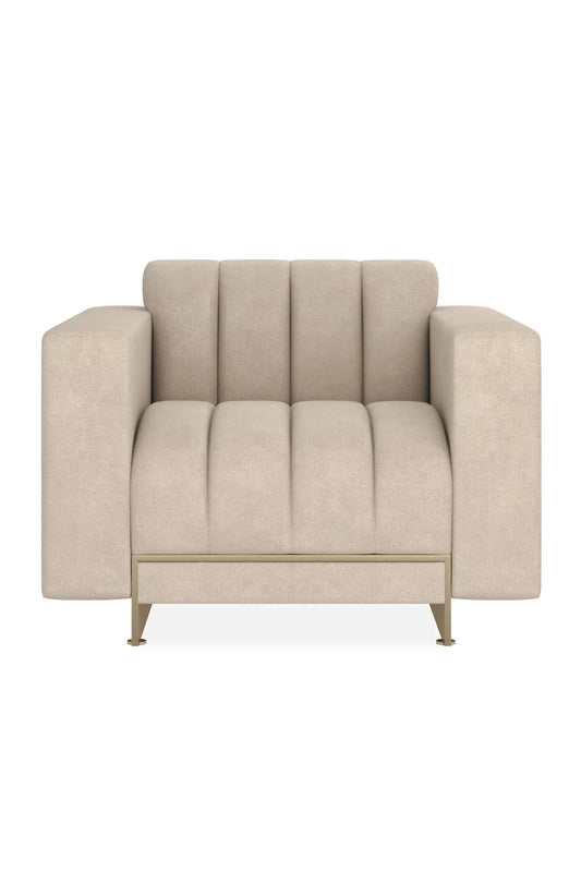 Luxury Cream Channeled Lounge Chair Modern Italian Style for Villa