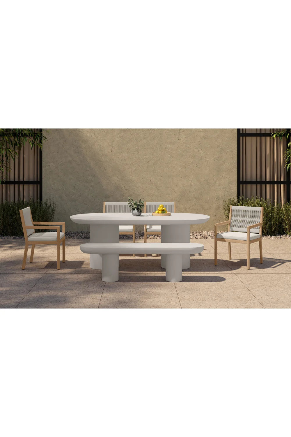 Luxury Cream Concrete Dining Table Modern Italian Style for Villa
