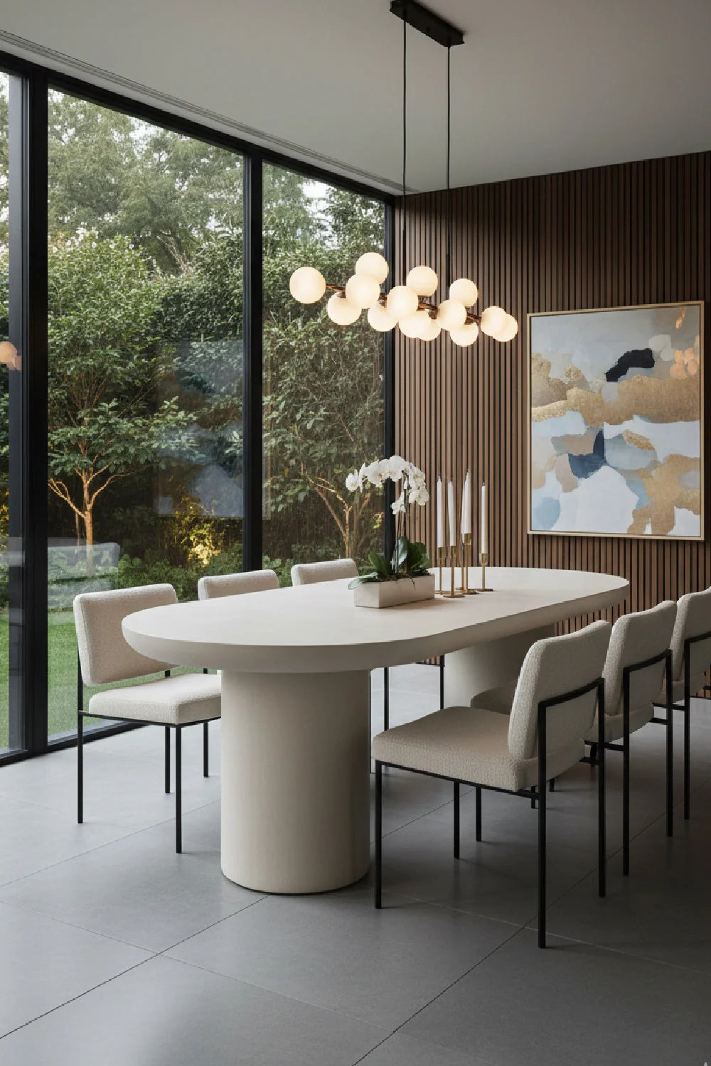 Luxury Cream Concrete Dining Table Modern Italian Style for Villa