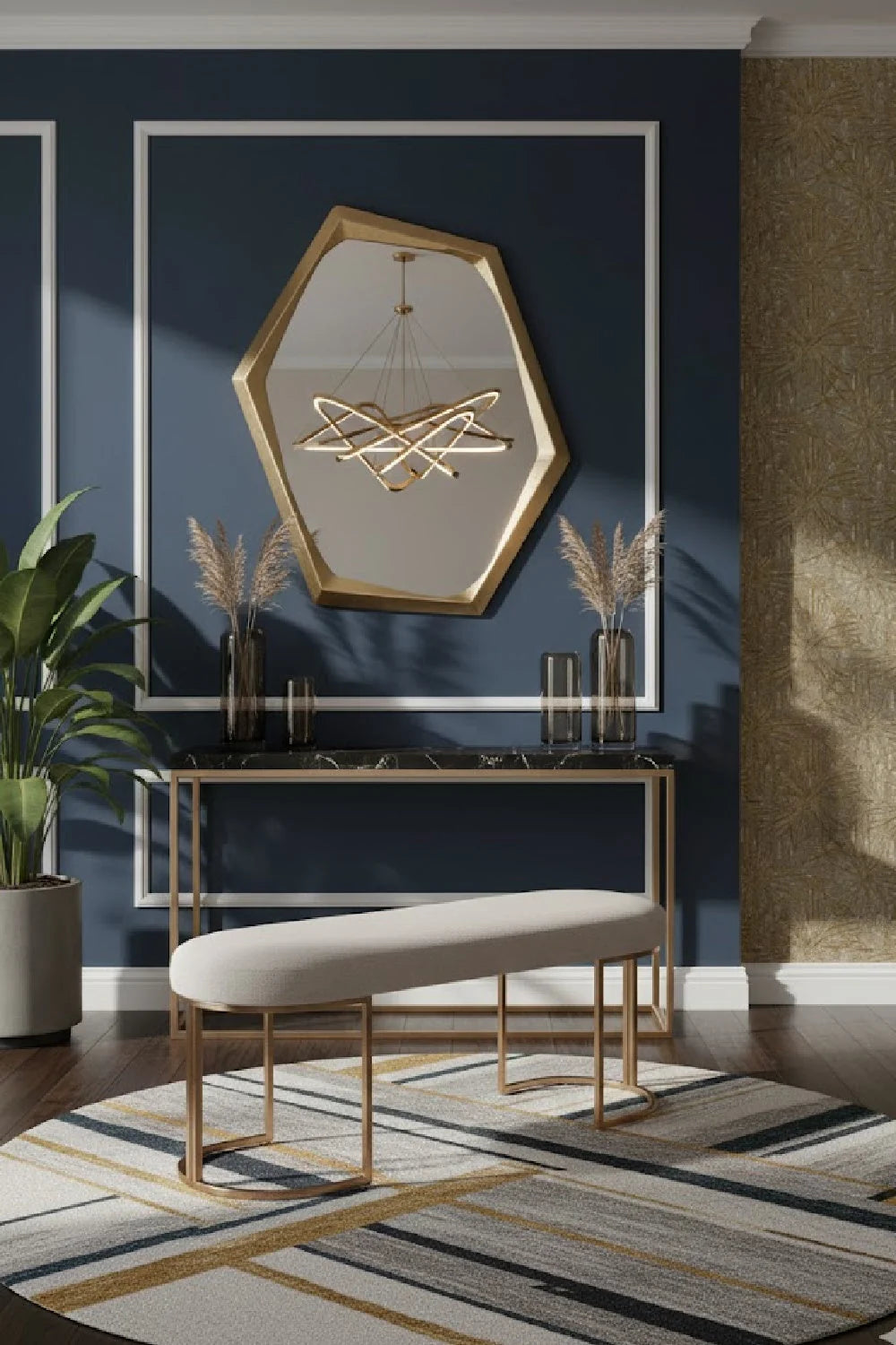 Luxury Cream Fabric Bench European Style for Villa