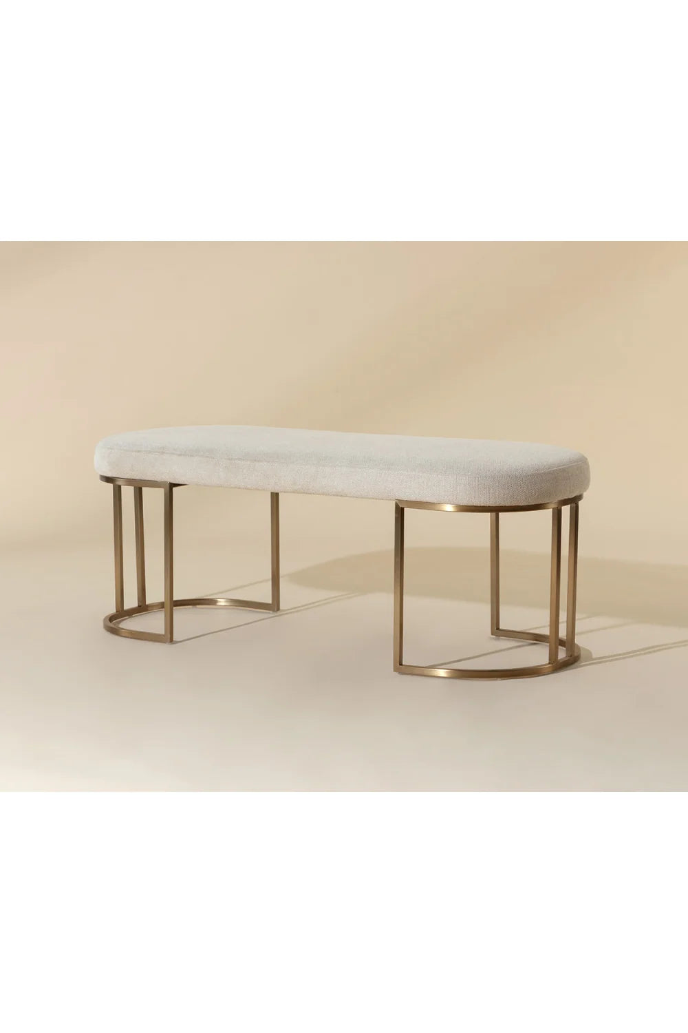 Luxury Cream Fabric Bench European Style for Villa