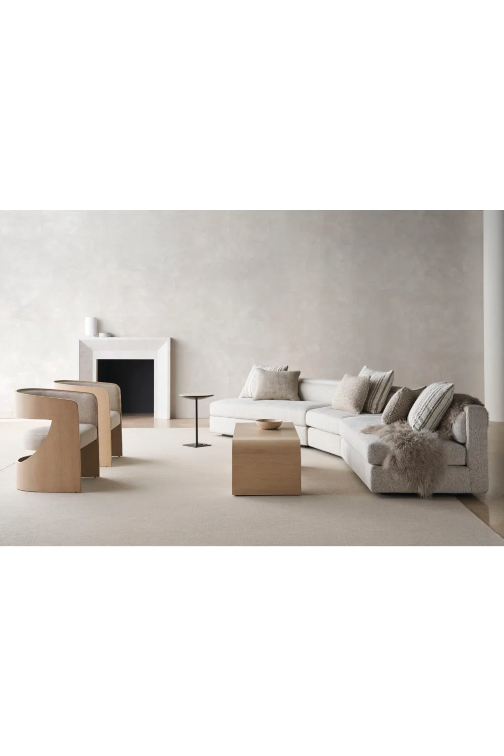 Luxury Cream Fabric Sectional Sofa Modern Italian Style for Villa