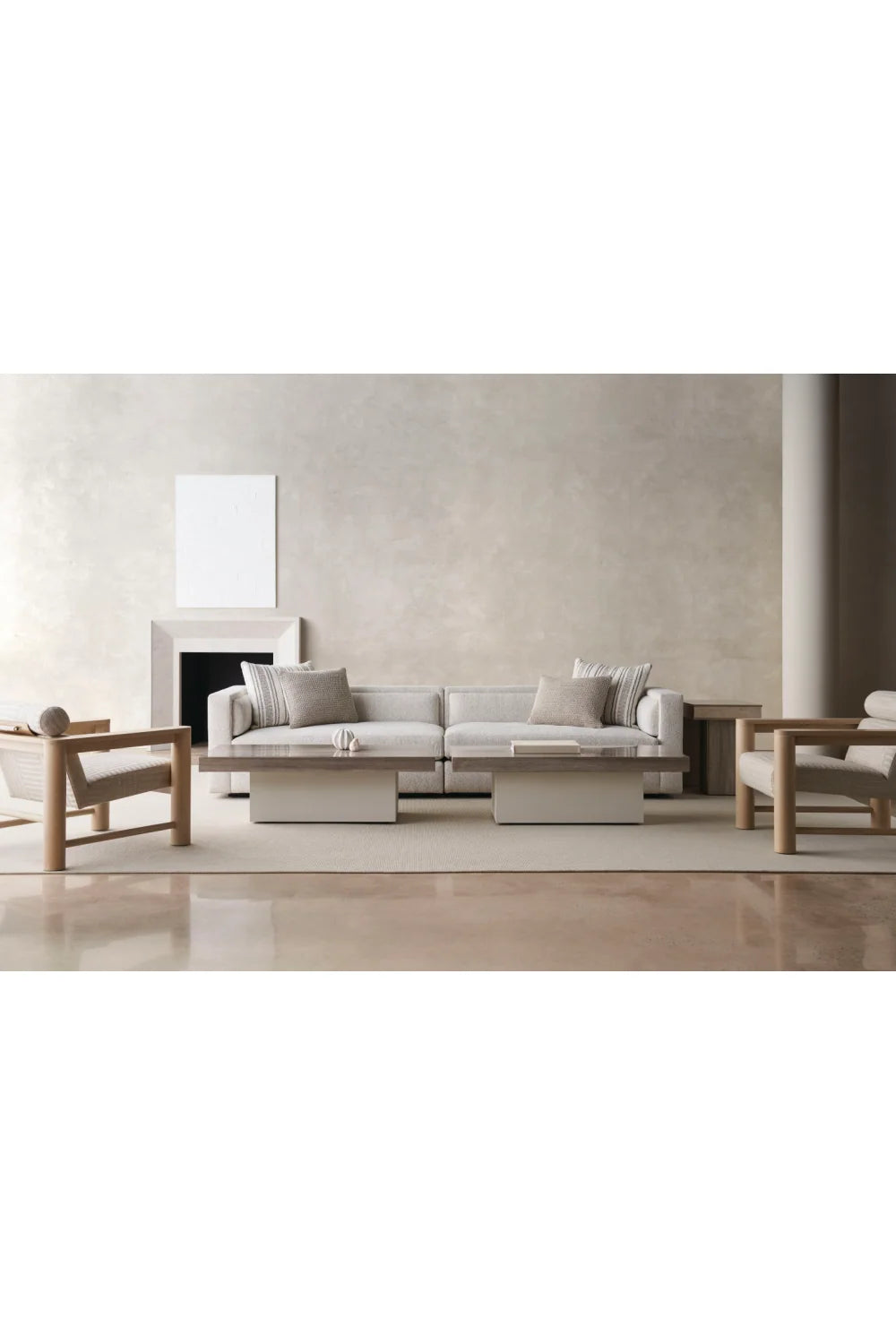 Luxury Cream Fabric Sectional Sofa Modern Italian Style for Villa