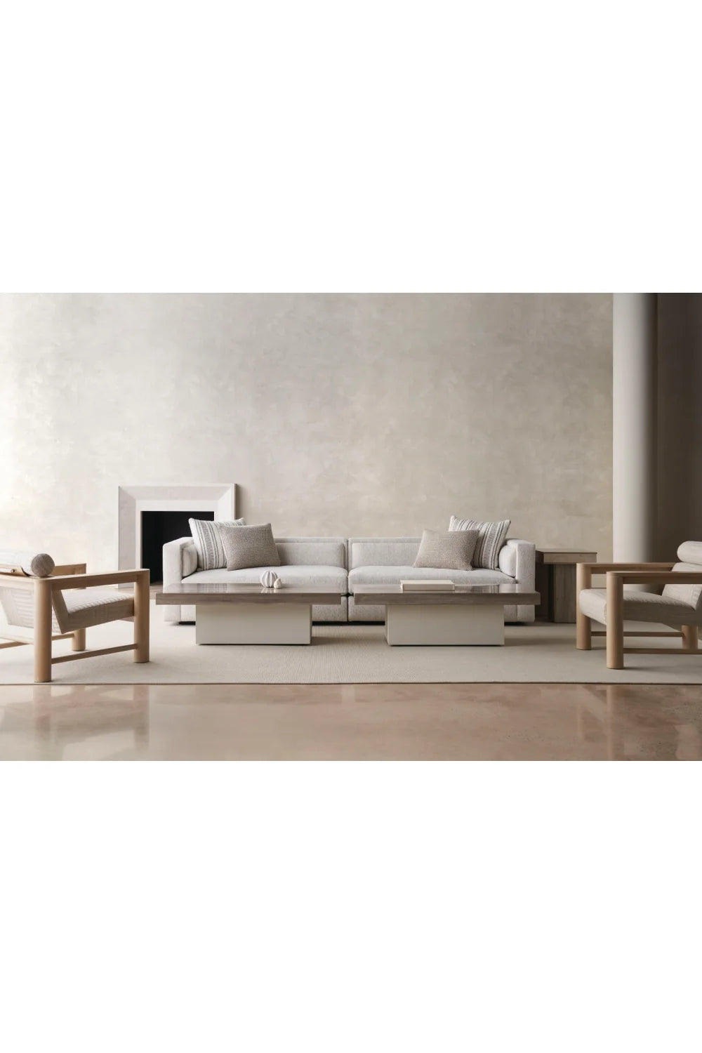 Luxury Cream Fabric Sectional Sofa Modern Italian Style for Villa