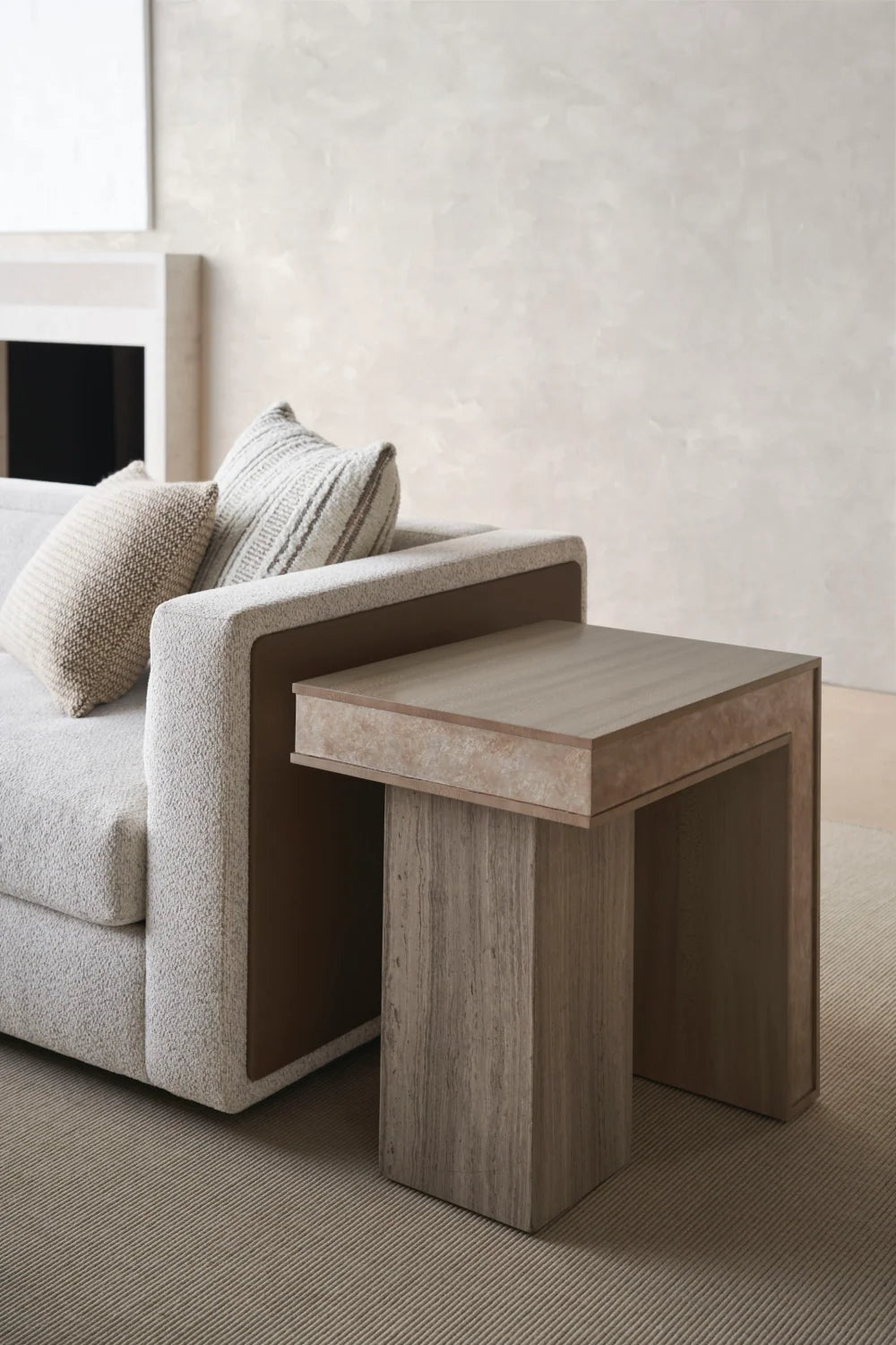 Luxury Cream Fabric Sectional Sofa Modern Italian Style for Villa