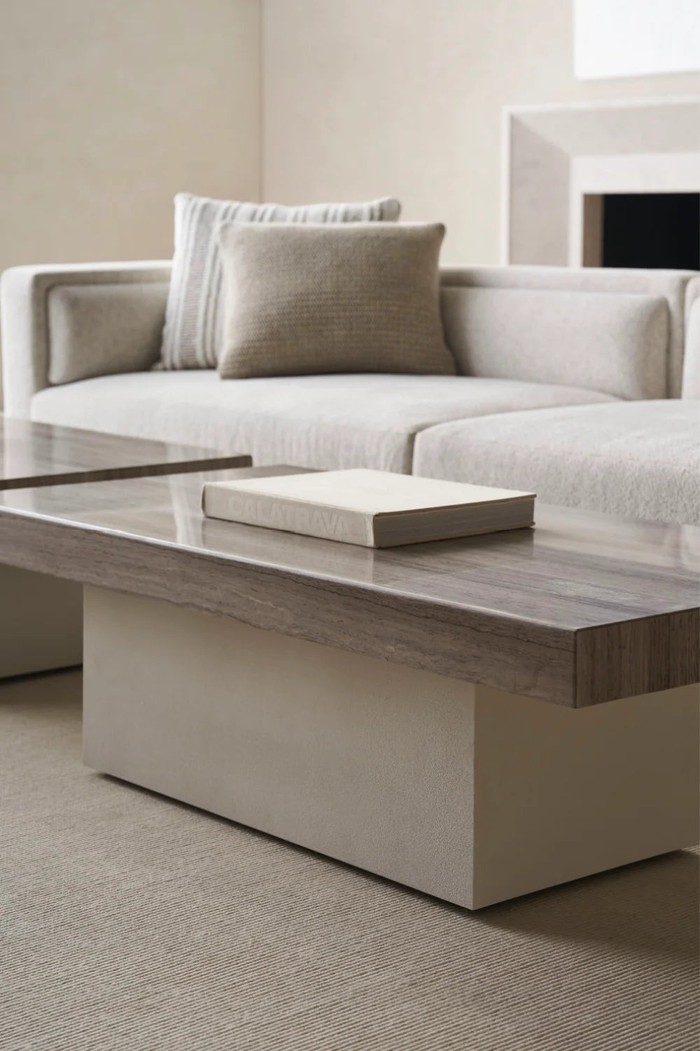 Luxury Cream Fabric Sectional Sofa Modern Italian Style for Villa