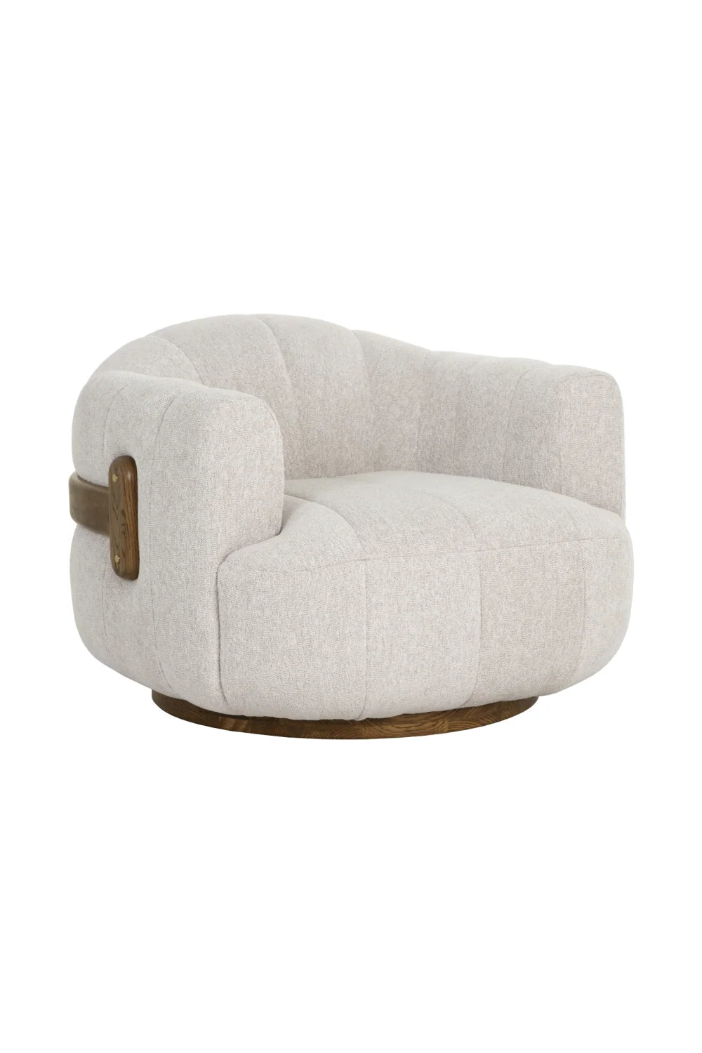 Luxury Cream Fabric Swivel Accent Chair Modern Italian Style for Villa