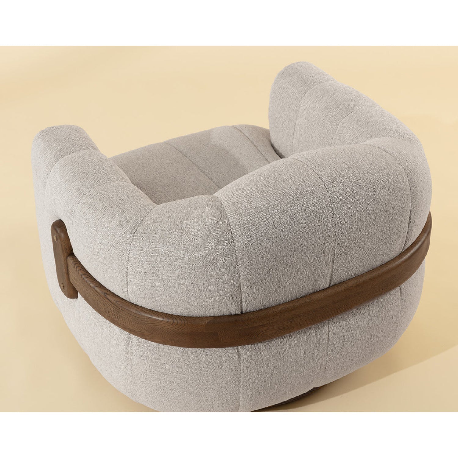 Luxury Cream Fabric Swivel Accent Chair Modern Italian Style for Villa